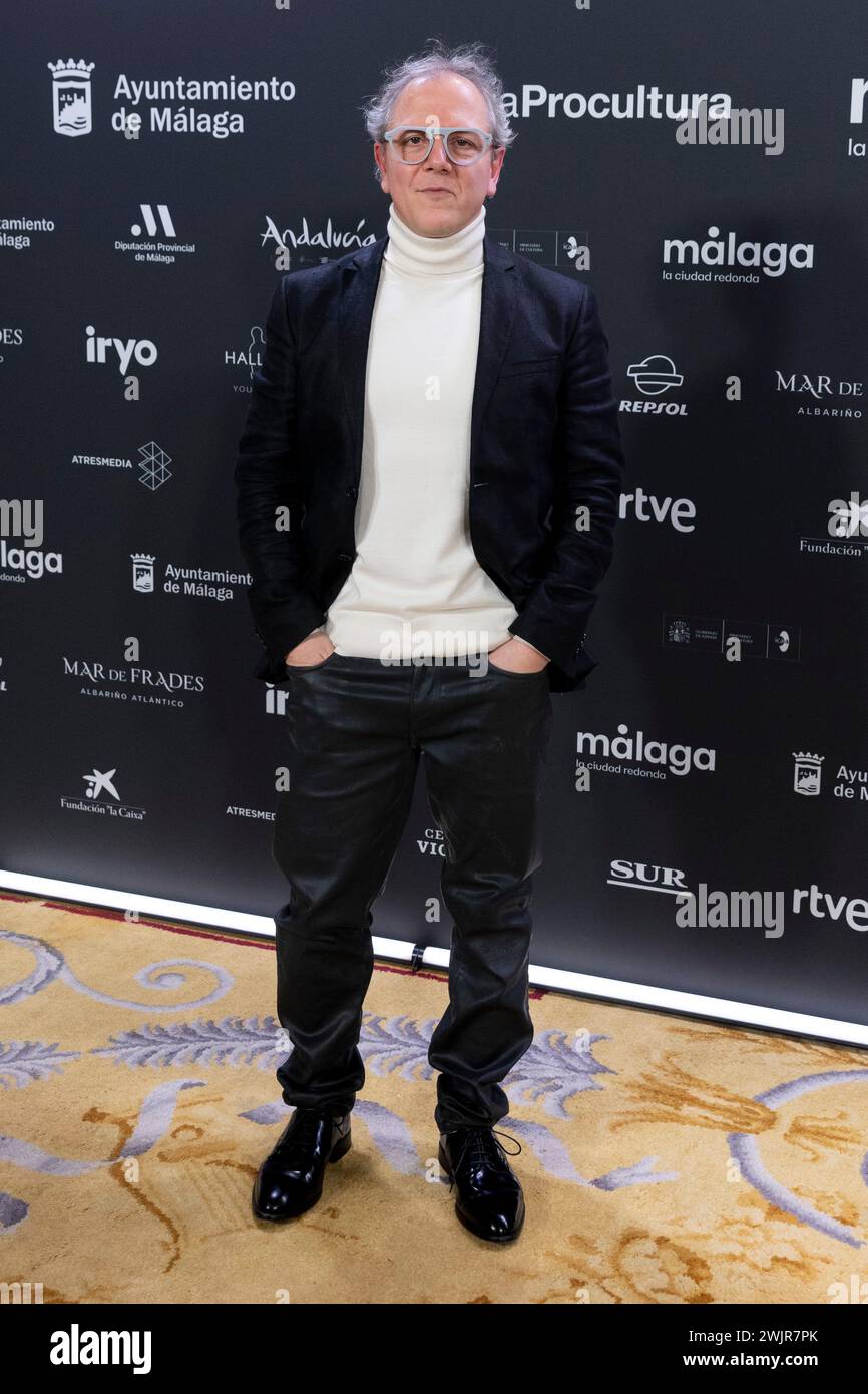 Madrid, Spagna. 15 febbraio 2024. 'Scar de la Fuente partecipa al Malaga Film Festival 2024 Photocall al Royal Theater. Credito: SOPA Images Limited/Alamy Live News Foto Stock