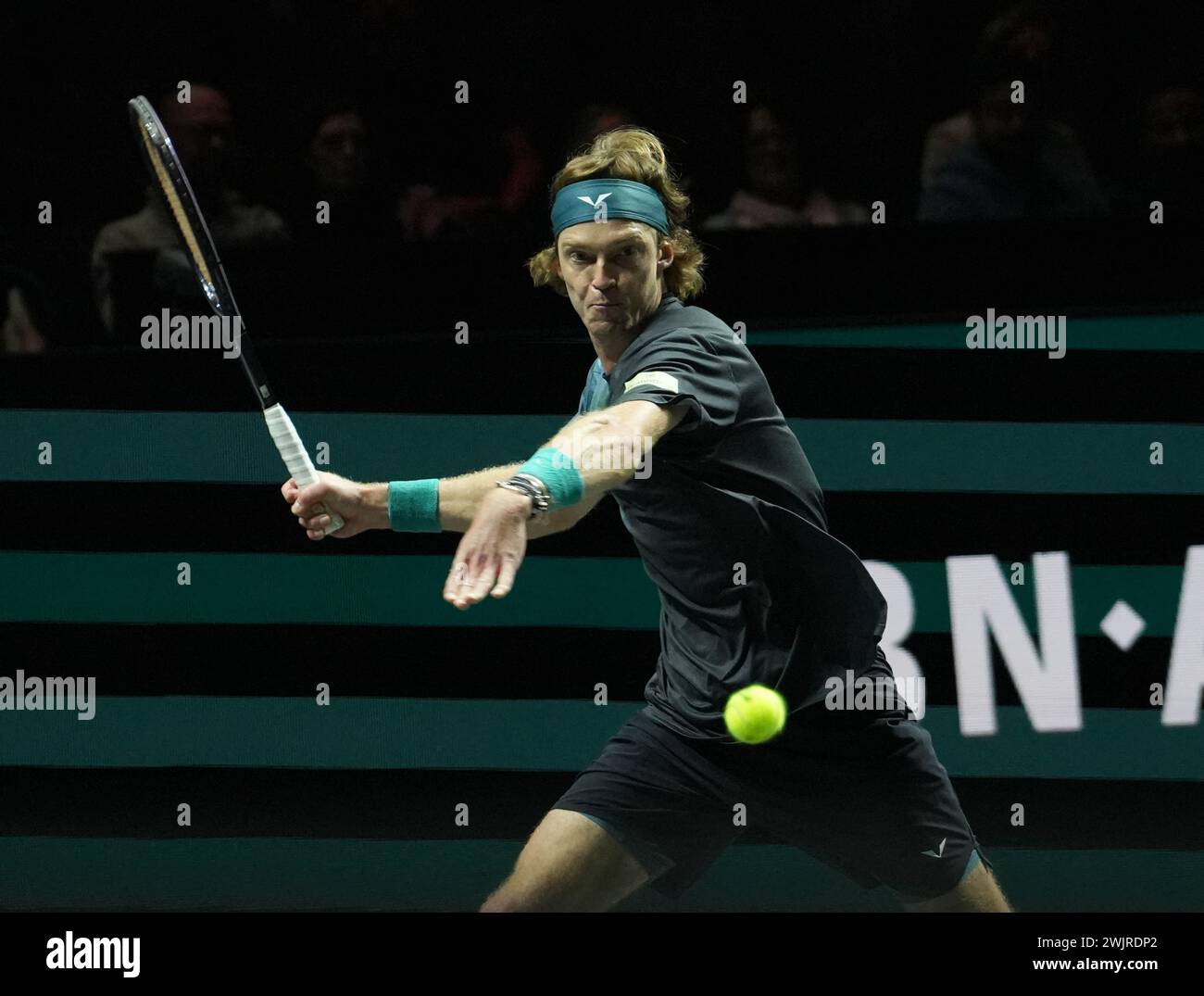 Andrey Rublev della Russia durante l'ABN AMRO Open 2024, ATP 500 torneo di tennis il 16 febbraio 2024 a Rotterdam, Paesi Bassi. Foto di Laurent Lairys/ABACAPRESS.COM Foto Stock