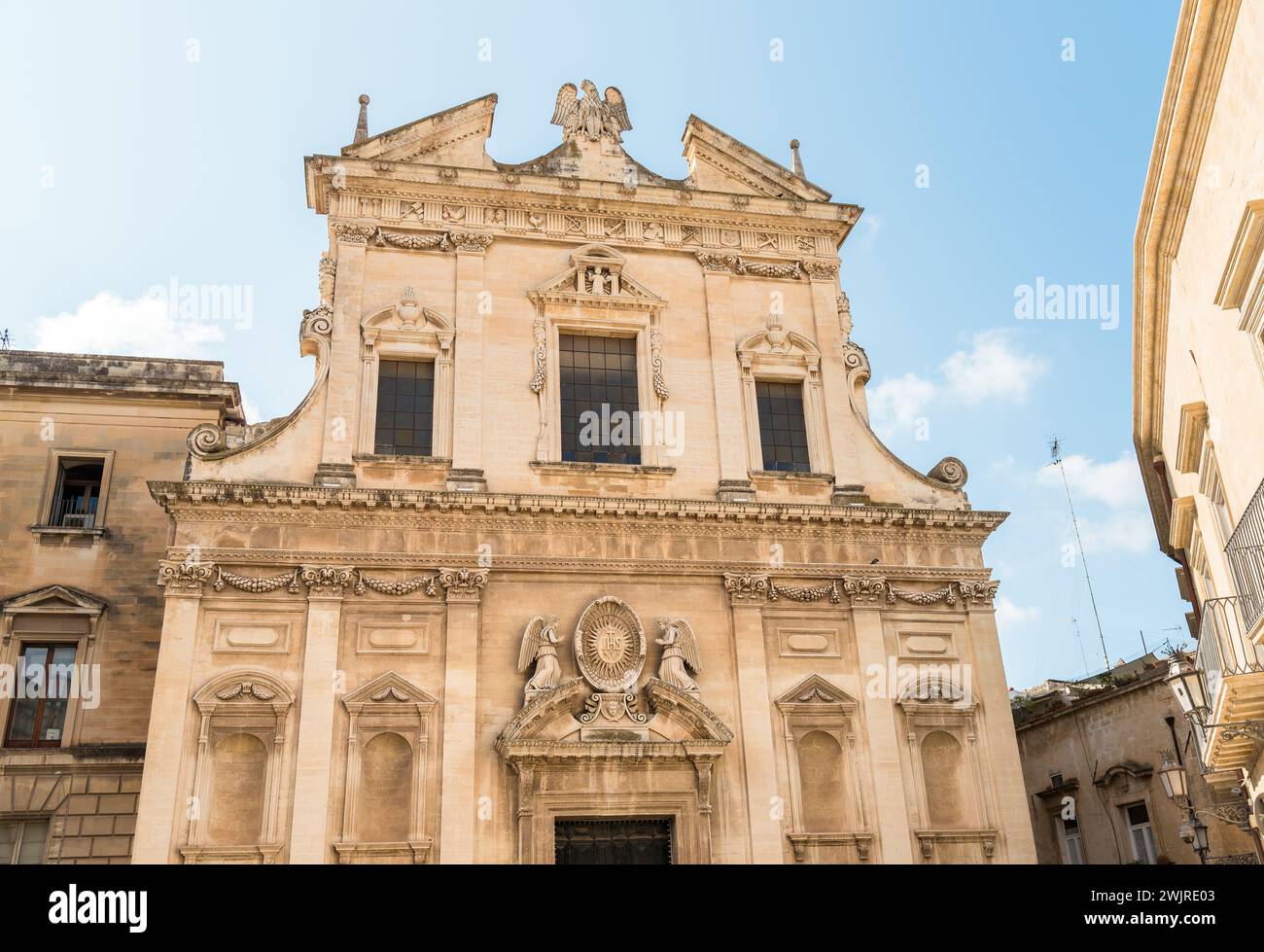 Vista della Chiesa di Gesu o della Madonna del buon Consiglio, nel centro storico di Lecce, Puglia, Italia Foto Stock