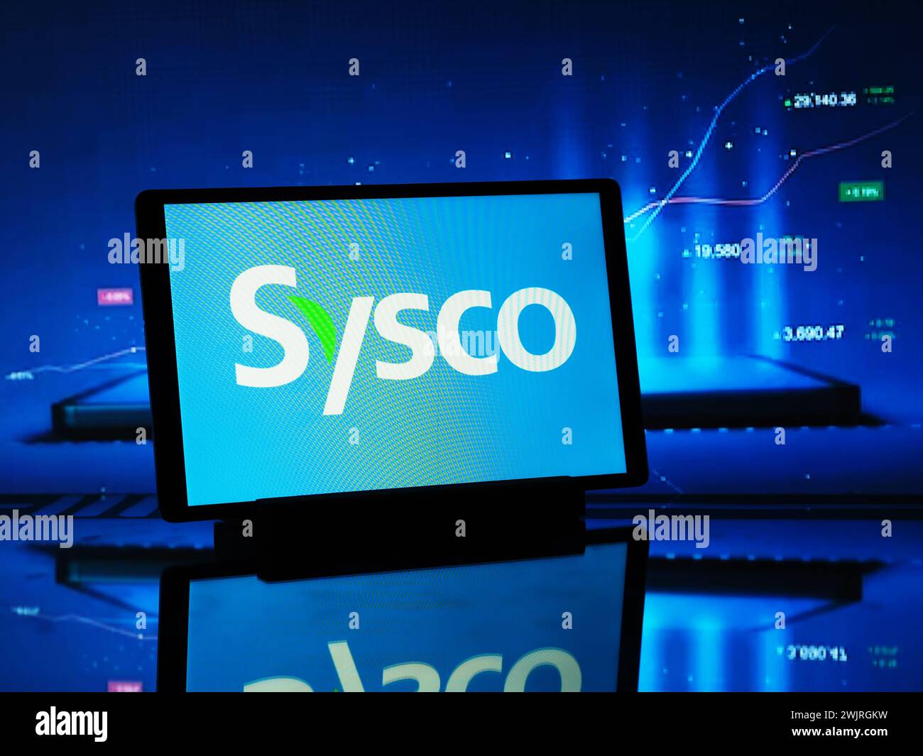 Germania. 17 febbraio 2024. In questa immagine, un logo Sysco Corporation visualizzato su un tablet. Credito: SOPA Images Limited/Alamy Live News Foto Stock