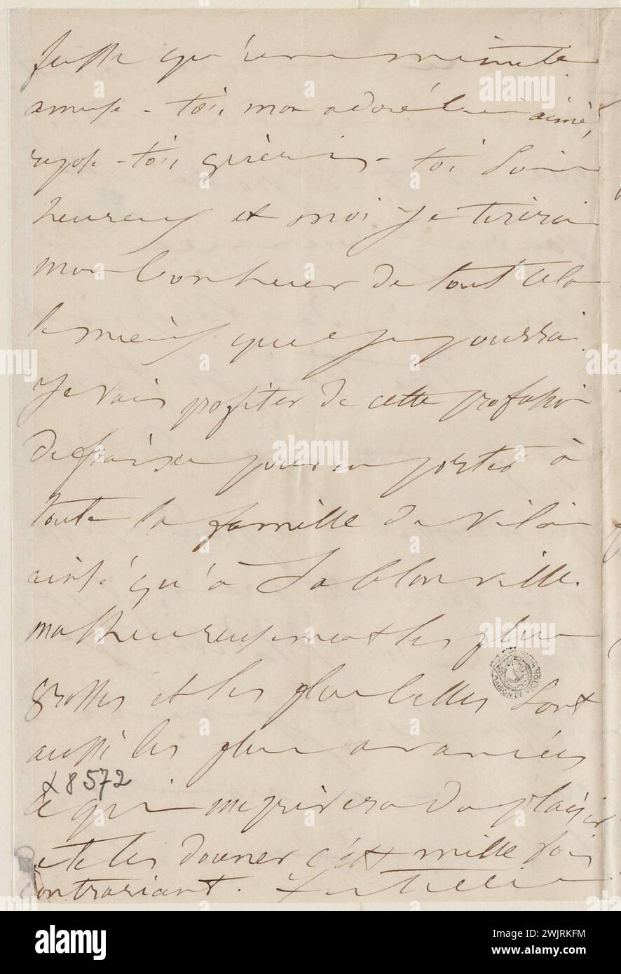 Juliette Drouet a Victor Hugo; giugno 27 venerdì pomeriggio [1851]; casa Victor Hugo - lettera autografa di Parigi Foto Stock