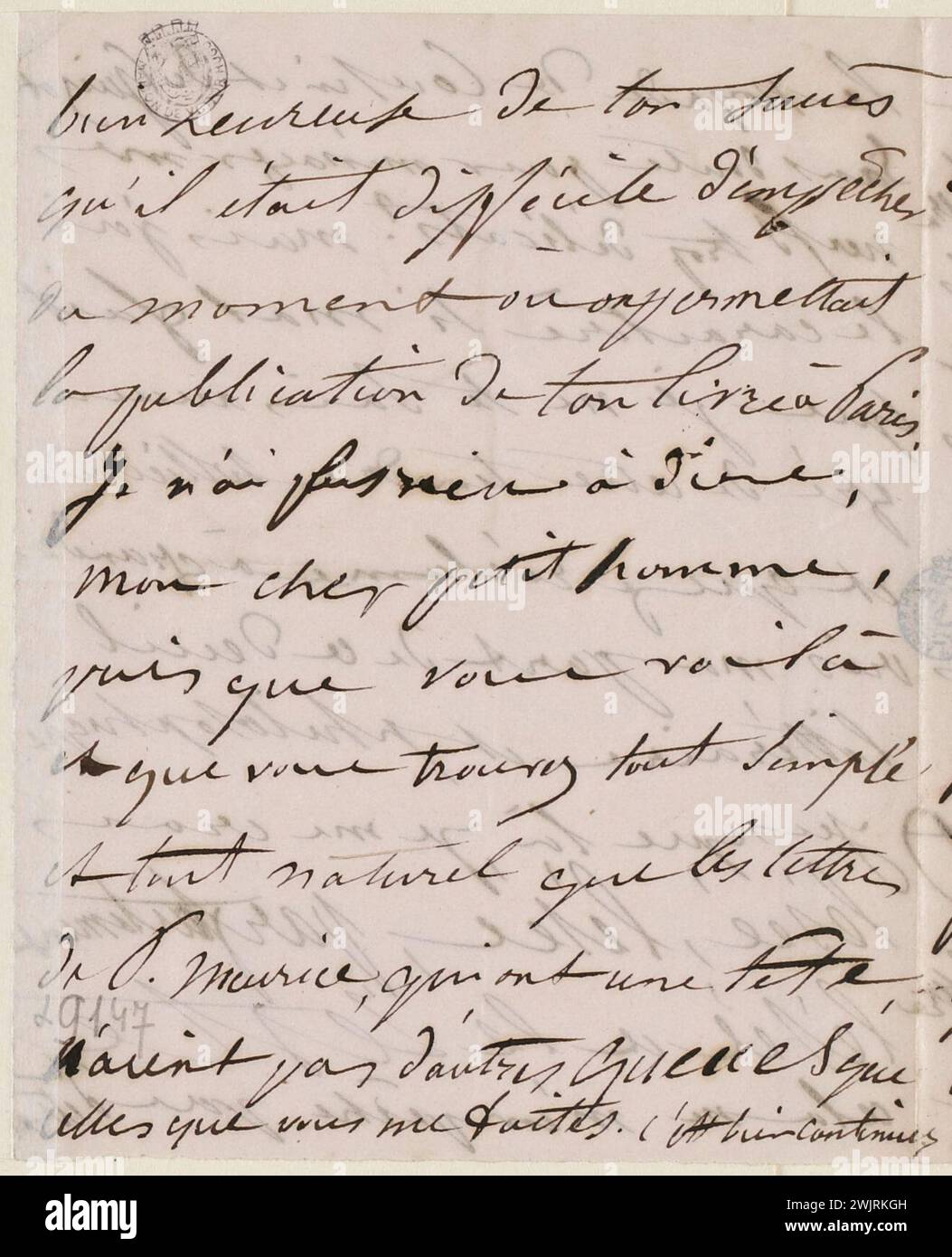 Juliette Drouet a Victor Hugo; aprile 27 domenica mezzogiorno [1856]; casa Victor Hugo - lettera autografa di Parigi Foto Stock