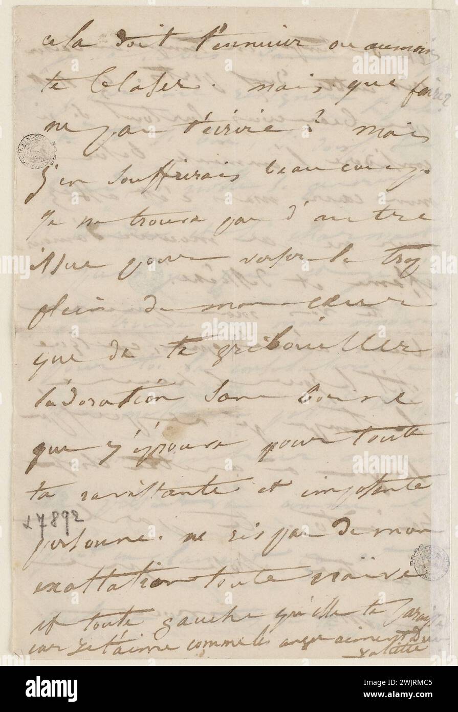Juliette Drouet a Victor Hugo; aprile 27 martedì mezzogiorno [1847]; casa Victor Hugo - lettera autografa di Parigi Foto Stock
