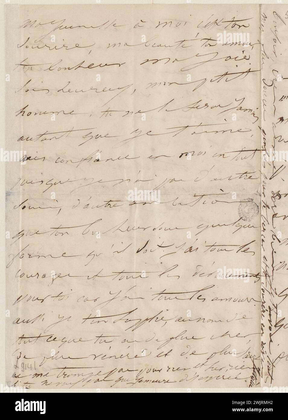 Juliette Drouet a Victor Hugo; 8 luglio martedì sera alle 11:00 [1851]; casa Victor Hugo - lettera autografa di Parigi Foto Stock