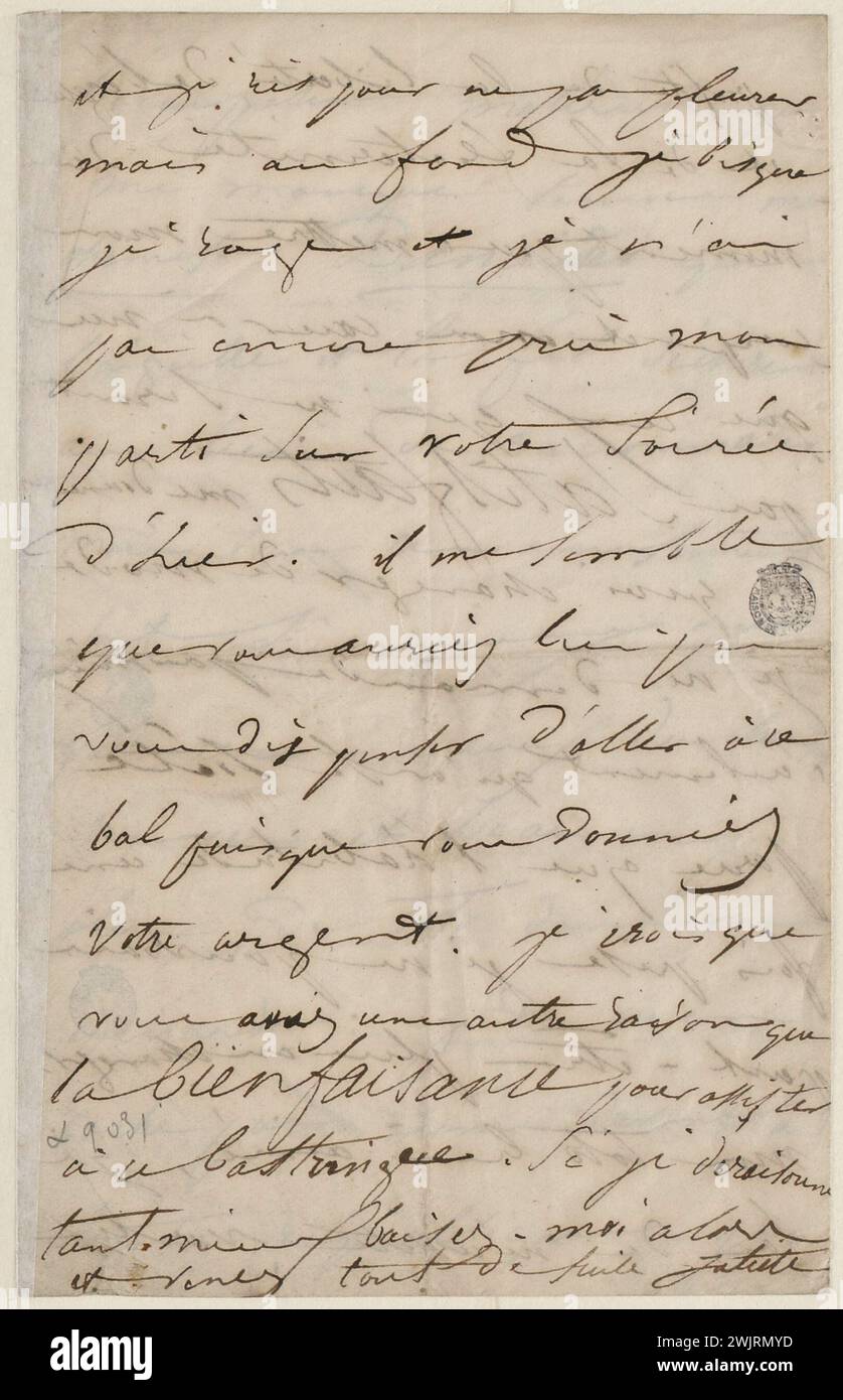 Juliette Drouet a Victor Hugo; 19 marzo domenica pomeriggio 1 ora [1848]; casa Victor Hugo - lettera autografa di Parigi Foto Stock