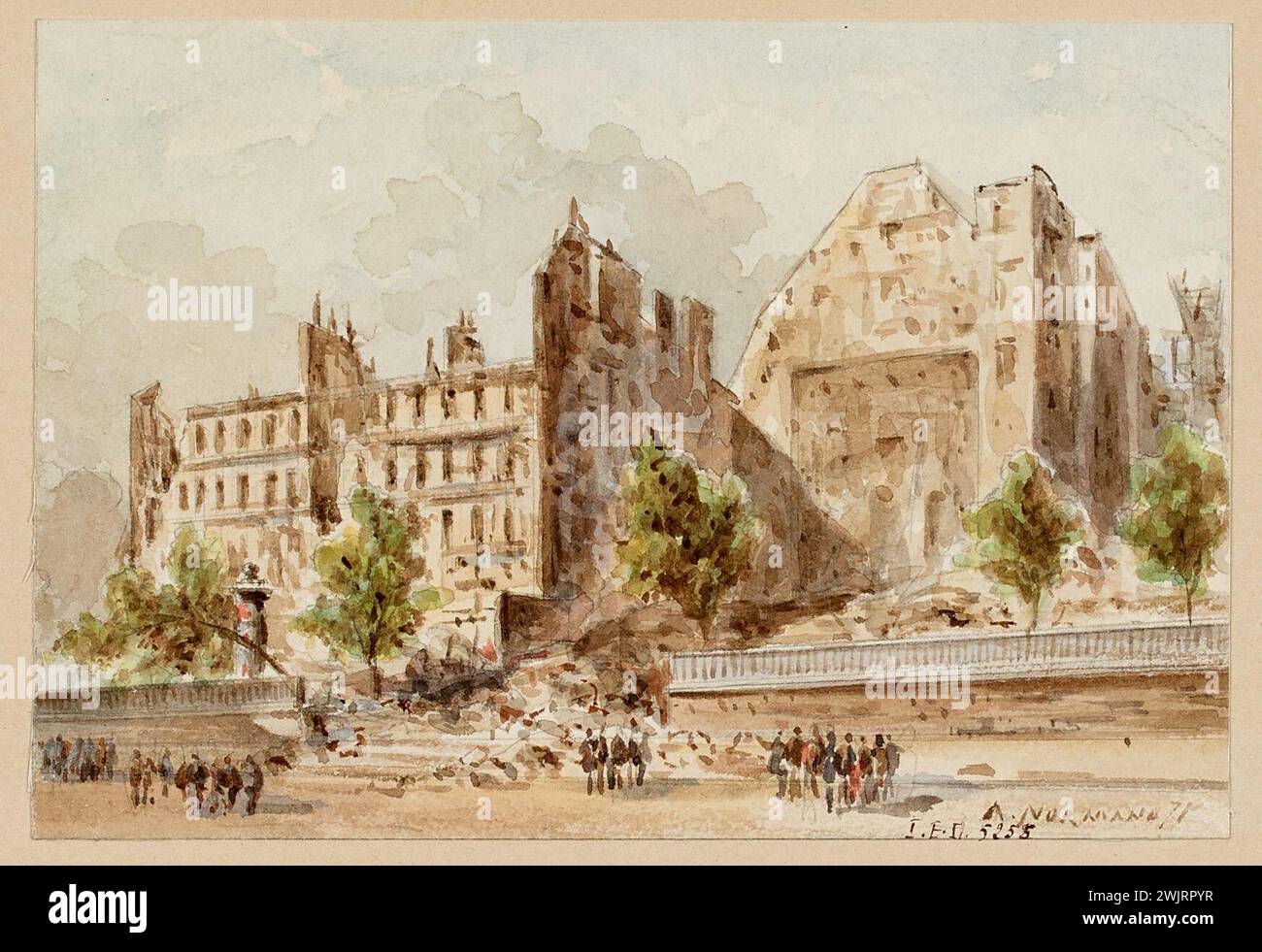 Normand, Alfred Nicolas (N.1822-06-01-D.1909-03-09), vista dei viali durante la città. (Titolo fedele), 1871. Museo Carnavalet, Histoire de Paris. Foto Stock