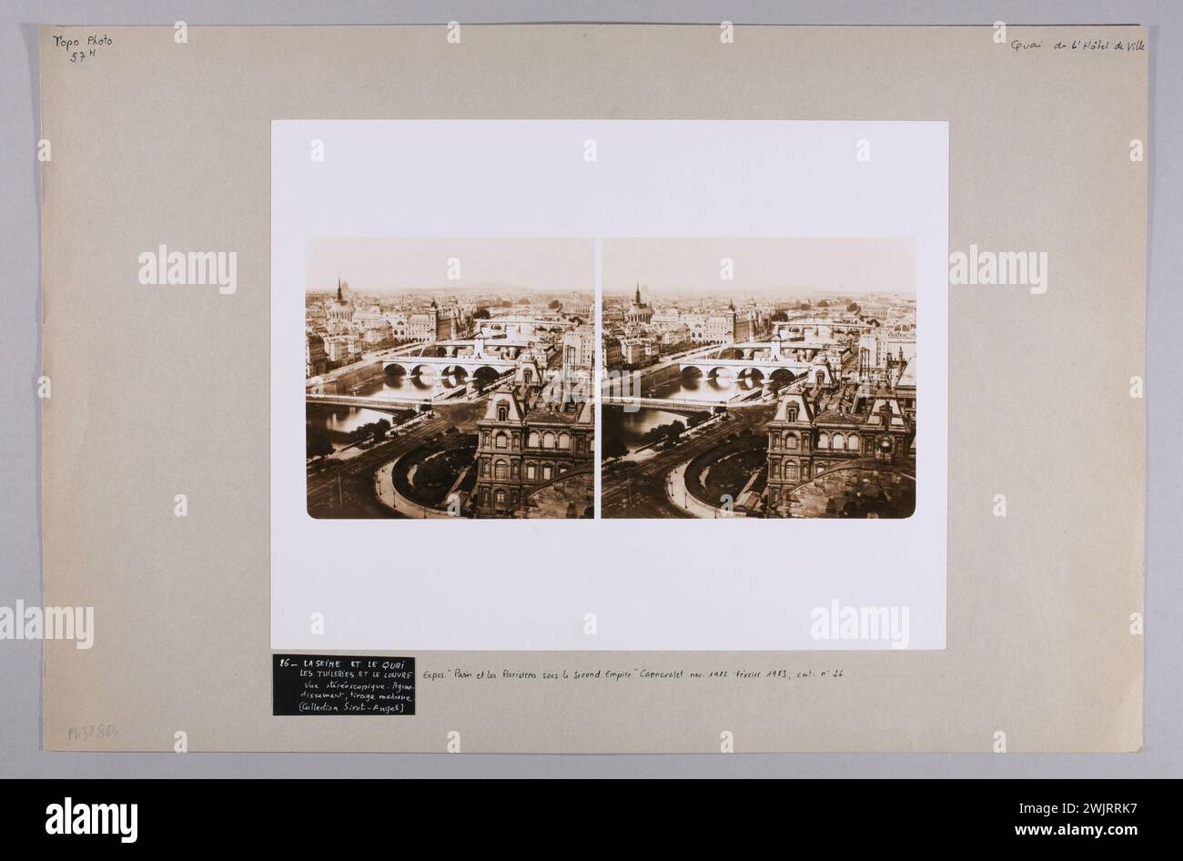 Anonimo, controtipo-Quai de l'Hotel-de-Ville, la Seine et le Quai, pompe Notre-Dame, 4° arrondissement, Parigi. (Titolo fittizio). Stampa a pennello gelatino-argento. Museo Carnavalet, storia di Parigi. Foto Stock