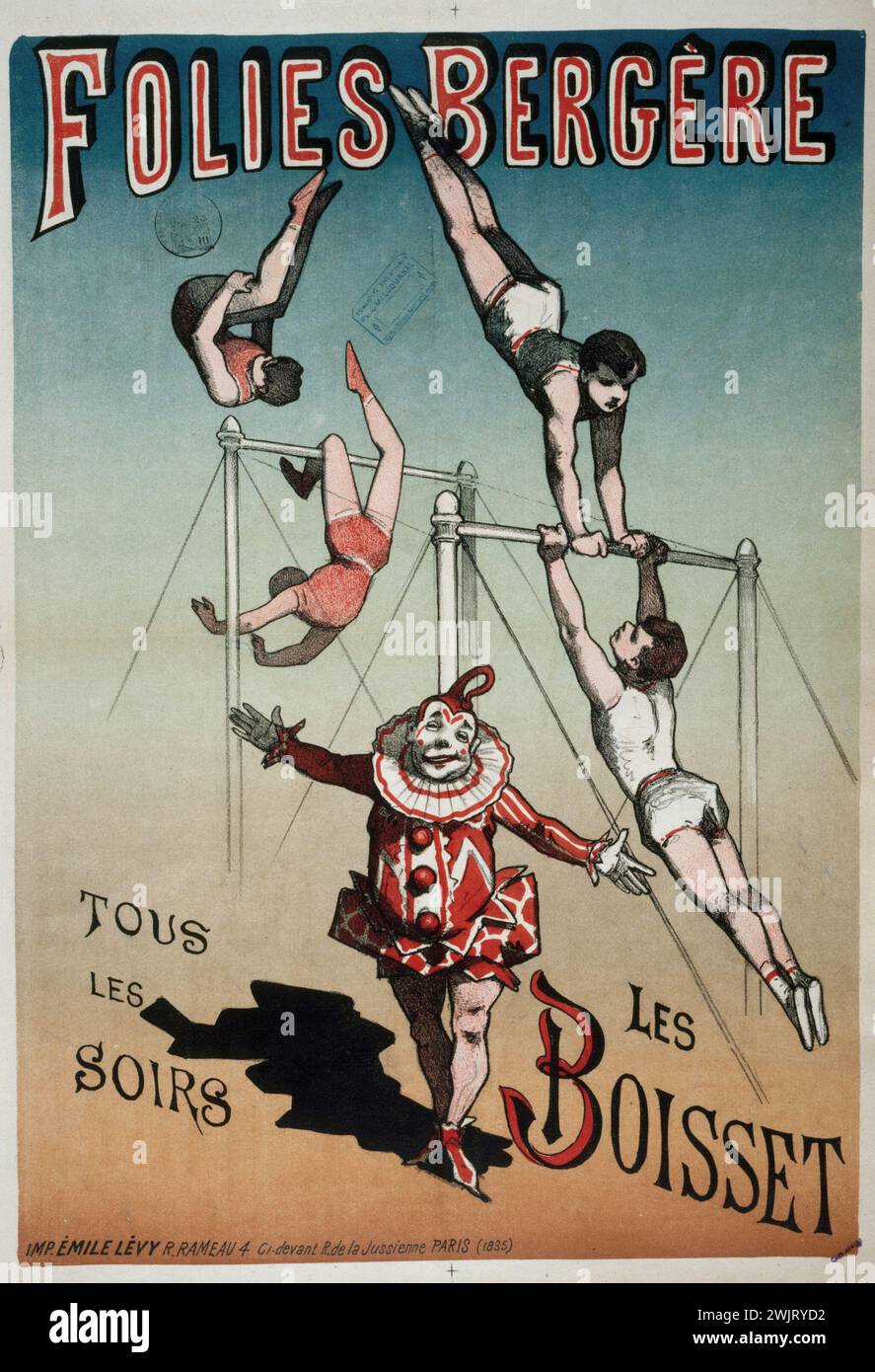 Emile Levy (1826-1890). Poster per uno spettacolo al Folies Bergères. 36683-3 Acrobat, quartiere IX IX 9EME 9, poster, bar fisso, cabaret, clown, folies bergere, inserzionista, pubblicità, spettacolo Foto Stock