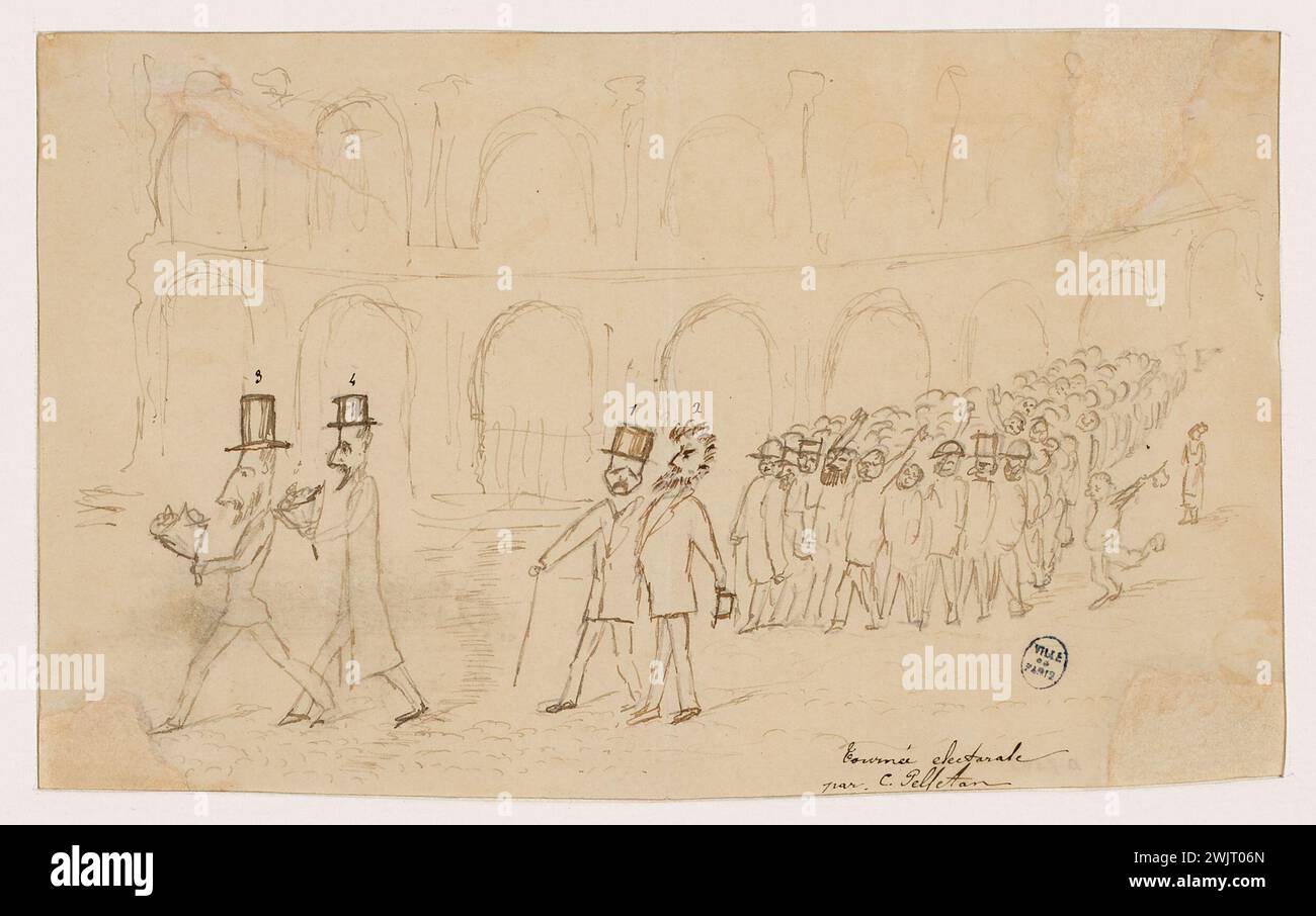 Pelletan, Charles Camille (n.1846-06-28-D.1915-06-04), visita elettorale. (Titolo assegnato dall'autore). Museo Carnavalet, storia di Parigi. Foto Stock