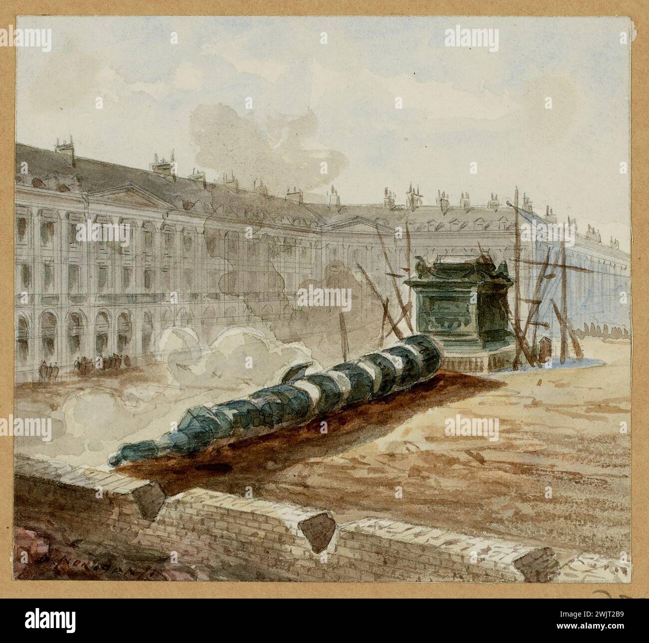 Normand, Alfred Nicolas (N.1822-06-01-D.1909-03-09), la colonna Vendôme. (Titolo fedele), 1871-05. Museo Carnavalet, storia di Parigi. Foto Stock