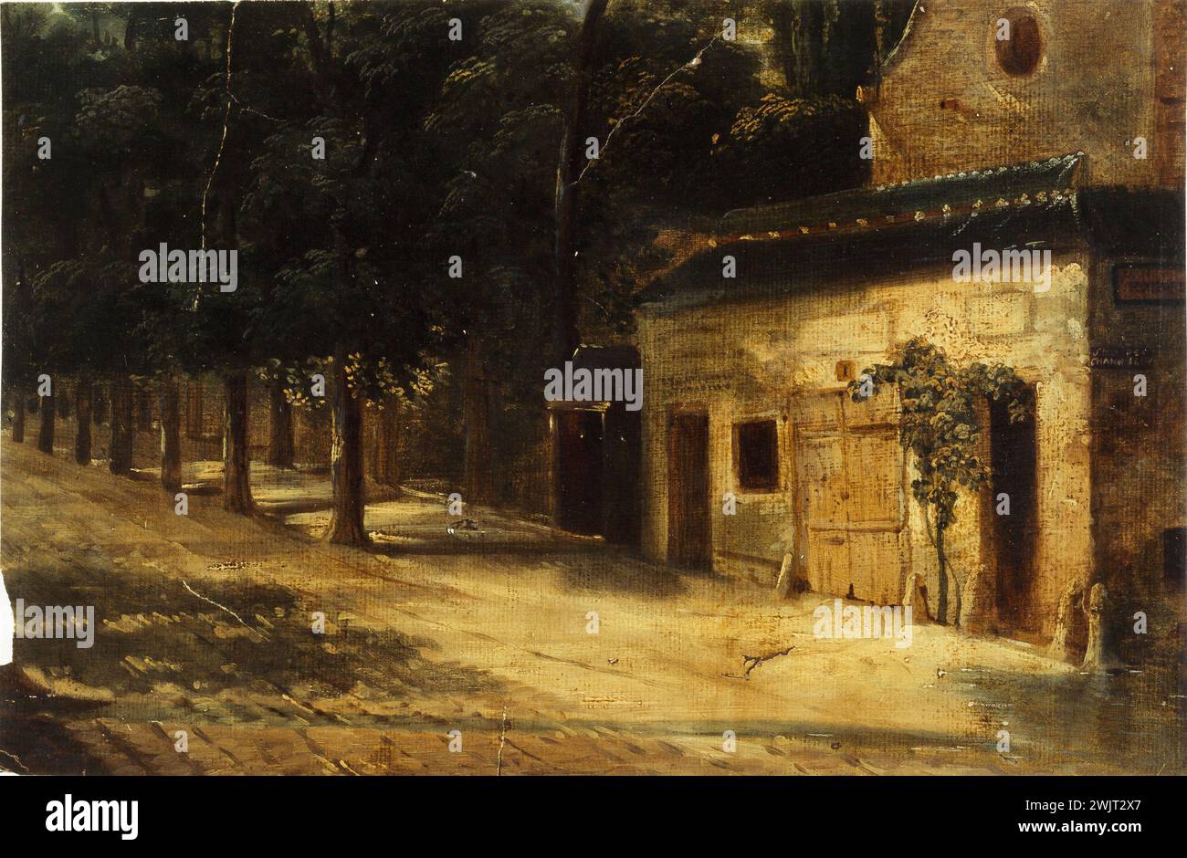 Anonimo. All'angolo di rue du Faubourg-Saint-Honoré, attuale ottavo arrondissement. Olio su tela. 1820-1840. Parigi, museo Carnavalet. 76107-15 Foto Stock