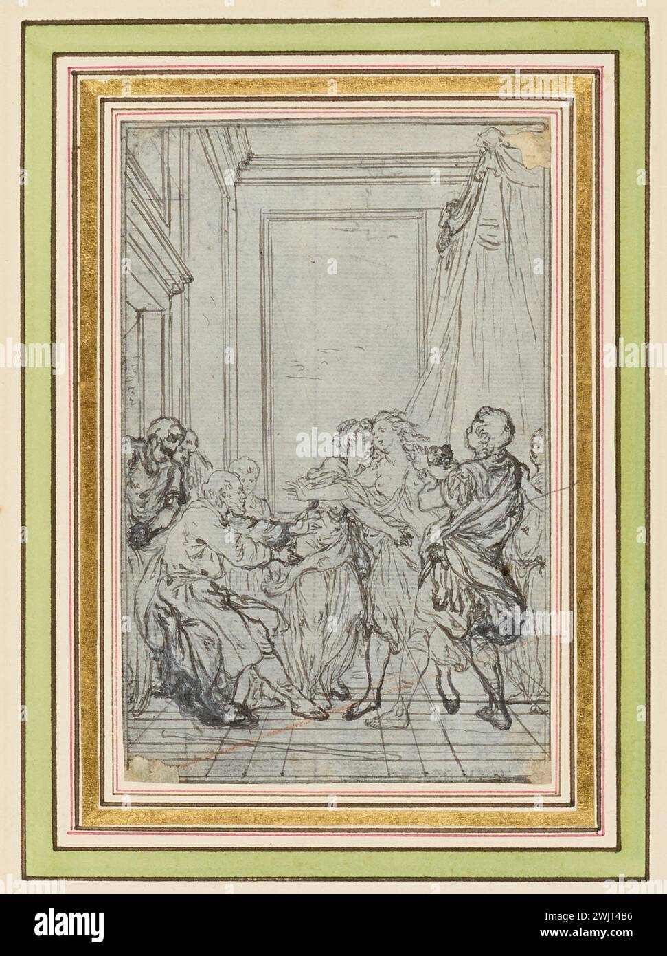 Gravelot (Hubert-Francesco Bourguignon, dit) (n.1699-03-26-D.1773-03-19), mostri! Questa è la sua ricompensa! Ripensamento per l'illustrazione del capitolo vi di Bélisaire di Jean-Francois Marmontel (titolo principale), 1767. Inchiostro a penna e nero su carta. Petit Palais, Museo di Belle Arti della città di Parigi. Foto Stock