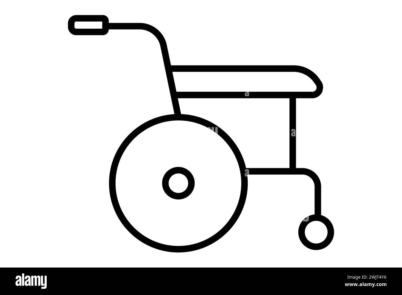 simbolo sedia a rotelle. icona relativa alla disabilità. stile icona linea. illustrazione dell'elemento Illustrazione Vettoriale
