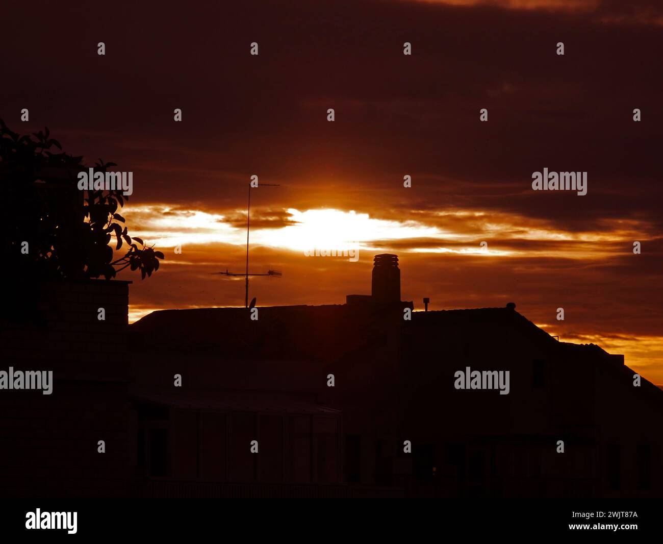 Tramonto a Sassari, Sardegna, Italia Foto Stock