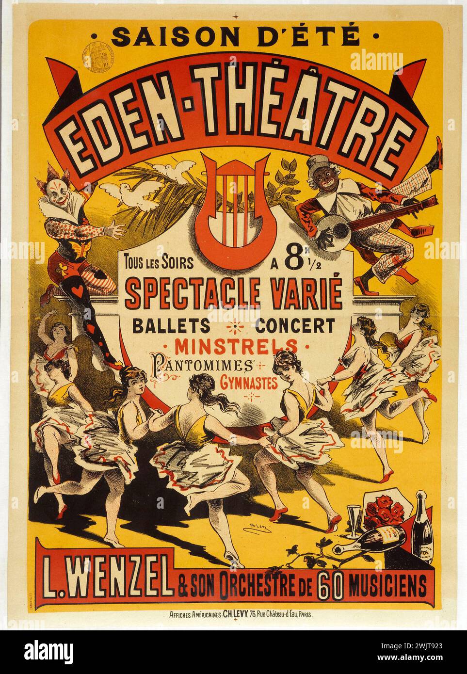 Charles Lévy. Eden-Theatre, ogni sera, spettacolo vario. Poster. Litografia a colori. Parigi, museo Carnavalet. Poster, balletto, eden-Theatre, litografia a colori, varietà Foto Stock