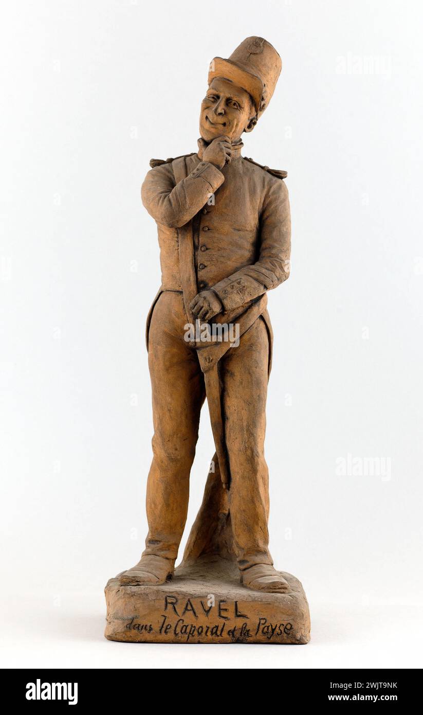 Charles Kotra (1859-1942?). Pierre-Alfred Ravel Portrait-Charge dit Ravel (1811 o 1813-1881), attore. Ruolo del caporale in "corporale e pagatore". Terracotta. Parigi, museo Carnavalet. 74058-1 attore, comico francese, derisione, modellazione, caricamento verticale, scultore, terracotta, 19 19 19 19 19 19 19 19 xix secolo, caricatura Foto Stock
