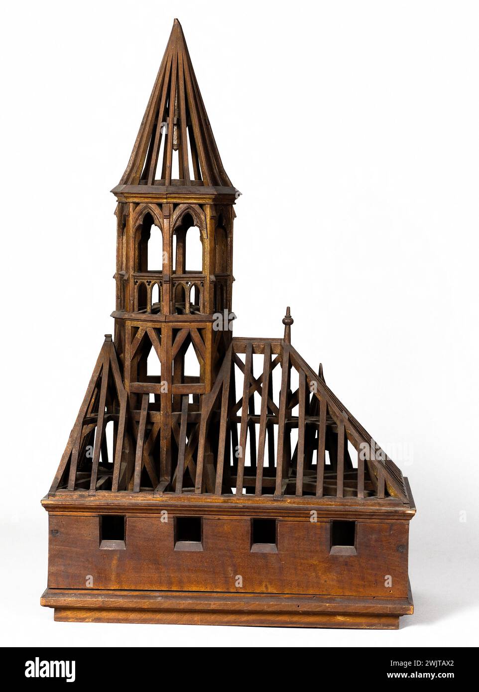 Joseph-Louis Duke. "Cornice della torre dell'orologio del tribunale". Legno naturale. 1843-1856. Parigi, museo Carnavalet. 71738-14 legno naturale, telaio, modello, tribunale, torre dell'orologio Foto Stock