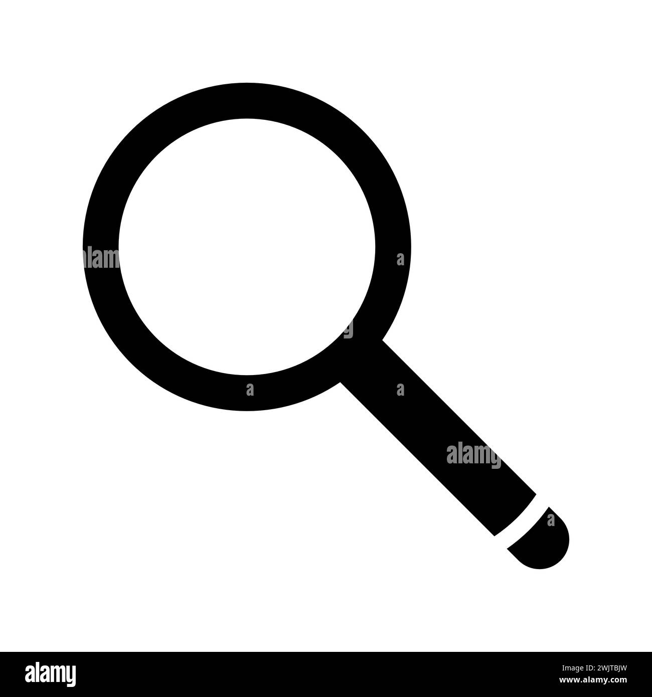 Lente d'ingrandimento isolata su bianco. Icona della lente di ingrandimento. Cerca o LUP. Perfetto per la progettazione di siti Web, icona vettoriale colore nero di semplice icona piatta. Illustrazione Vettoriale