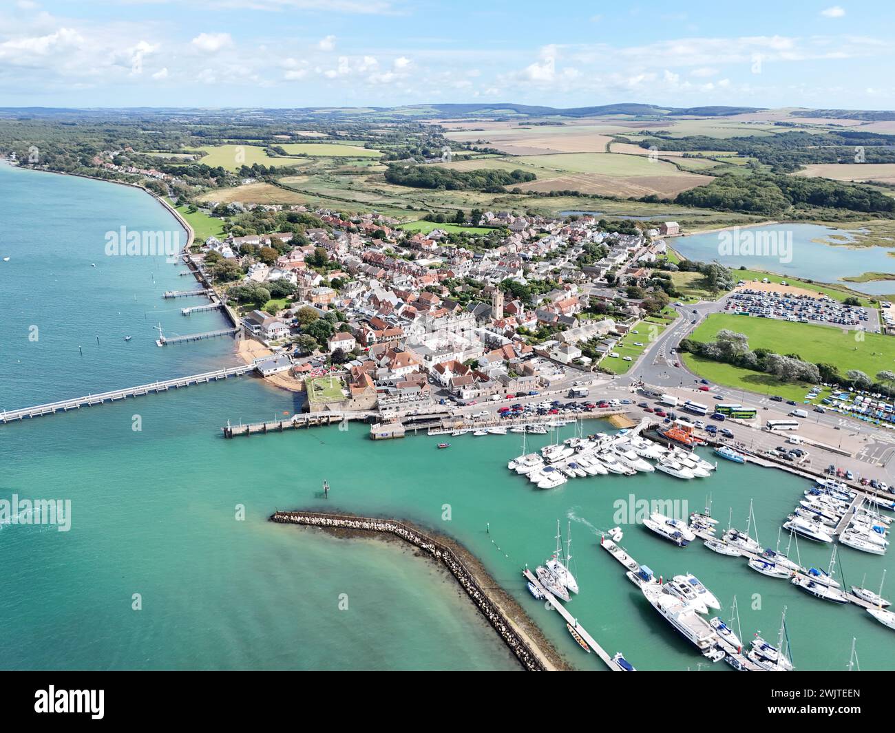 Yarmouth Isle of Wight drone britannico, aereo Foto Stock