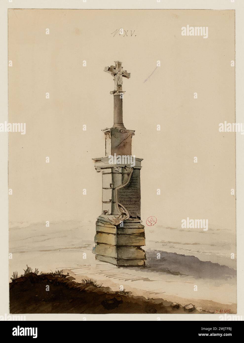 LaValley, il cimitero dei Santi-innocenti, copia secondo i disegni di Bernier. Croce n ° 15. (Titolo fittizio). Museo Carnavalet, storia di Parigi. Foto Stock