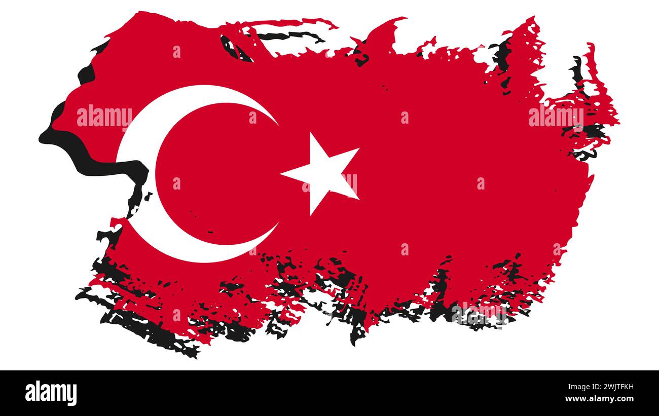 Disegno illustrazione d'arte simbolo della bandiera nazionale paese della Turchia Illustrazione Vettoriale