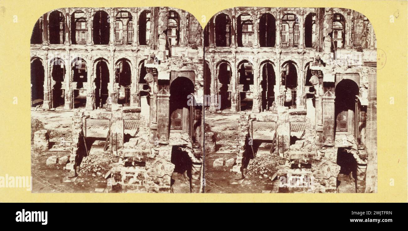Jouvin Hippolyte Ruins de la Court Louis XIV de lhôtel de Ville 1871 36320-14 Arrondissement IV, comune LA (marzo-maggio 1871), Hotel de Ville de Paris, terza Repubblica (1870-1940), XIX SECOLO, distruzione Foto Stock