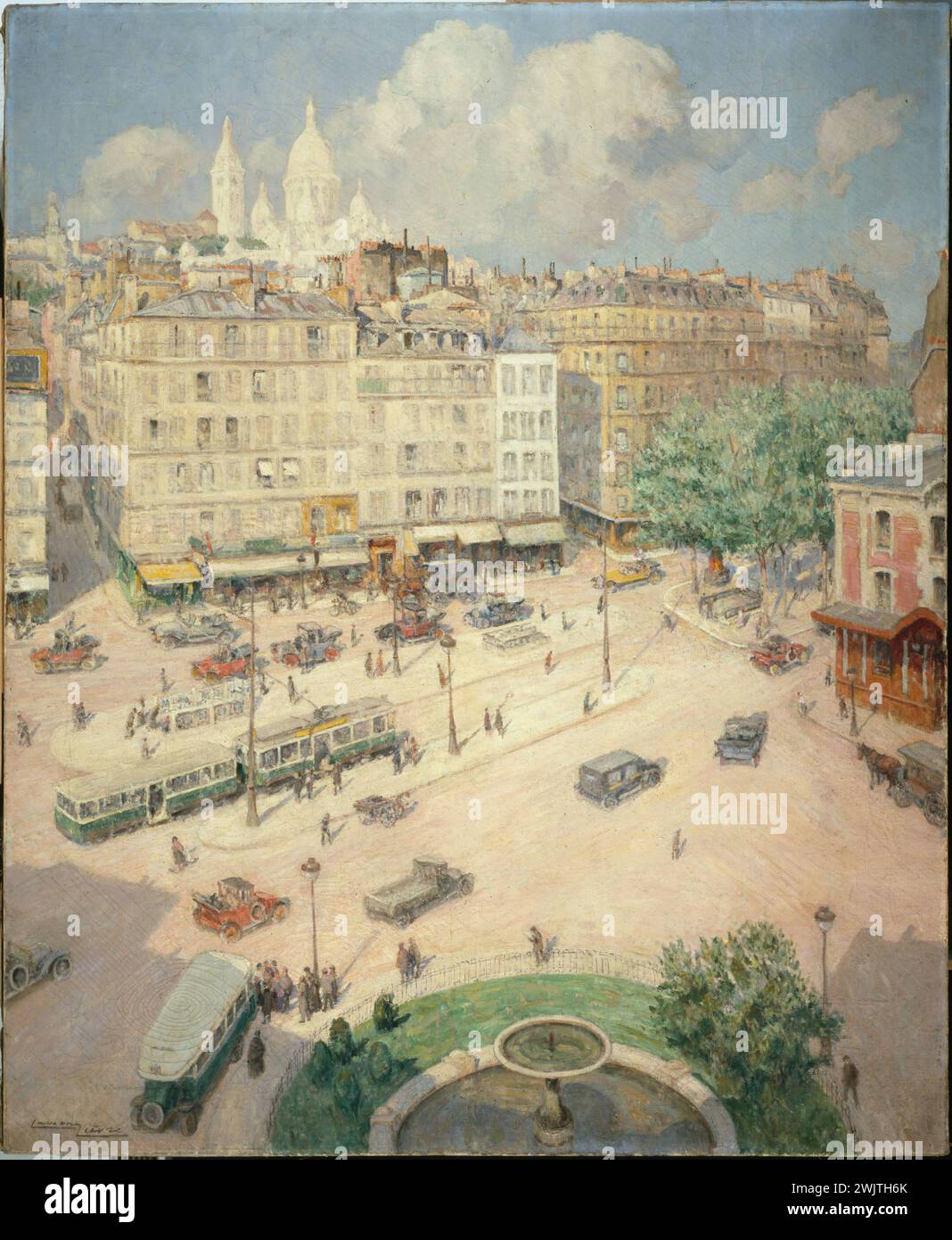 Lucien Lievre. "Place Pigalle". Olio su tela. Parigi, museo Carnavalet. 35260-8 Arrondissement XVIII XVIII 18°, Basilica Sacre-Coeur, Espace Vert, Fontaine, Place Pigalle, scenografia Rue, Vista in altezza, città Foto Stock