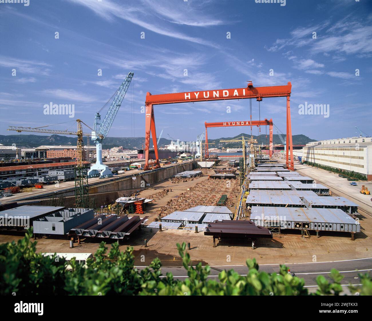 Corea del Sud. Ulsan. Cantiere navale Hyundai. Foto Stock