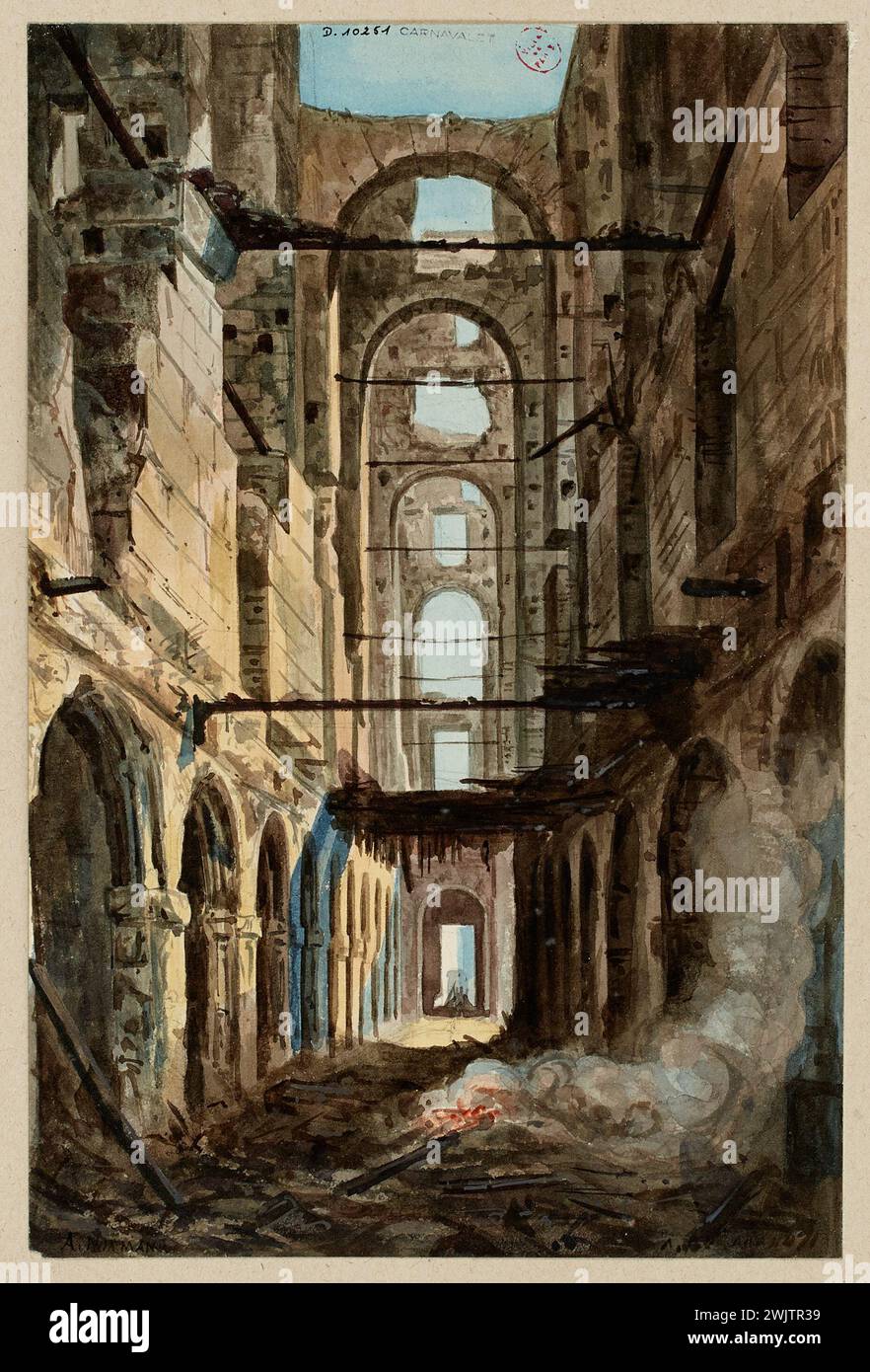 Normand, Alfred Nicolas (n.1822-06-01-D.1909-03-09), rovine delle Tuileries. (Titolo fedele), 1871. Museo Carnavalet, Histoire de Paris. Foto Stock