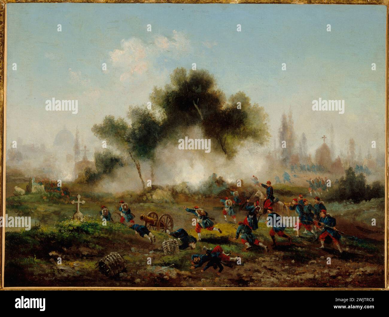 Gustave Boulanger (1824-1888). "Assalto di un cimitero da parte di truppe regolari, maggio 1871". Parigi, museo Carnavalet. 27095-13 Canon, Cimetiere, il comune, soldato, tomba, truppe regolari, aggressione, lotta, olio su tela Foto Stock
