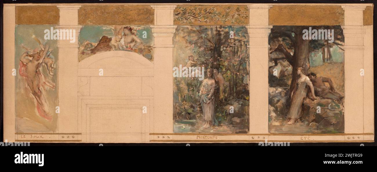 Léon Comerre (1850-1916). Il giorno, la terra, la primavera, l'estate. Disegno per il municipio della quarta arr. Da Parigi. Olio su tela. 1884. Museo di Belle Arti della città di Parigi, Petit Palais. 79760-17 Sketch, estate, 4° 4° 4° 4° arrondissement, giorno, municipio, primavera, terra, olio su tela Foto Stock