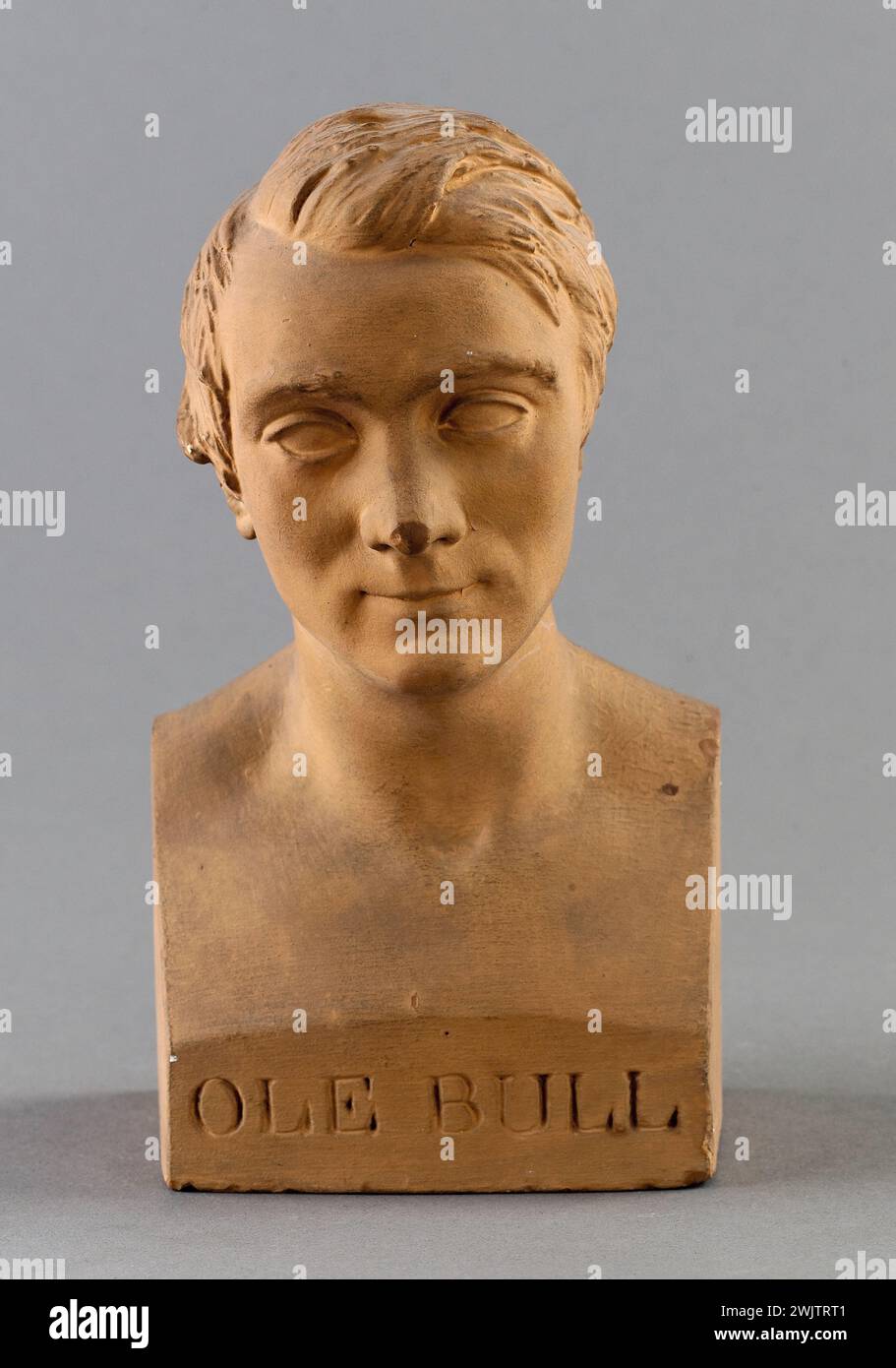 Jean-Pierre Dantan (1800-1869), ha detto Dantan il giovane. Ritratto serio del violinista norvegese Olé-Bornemann Bull (1800-1870). Intonaco patinato di terracotta. 1837 Parigi, museo Carnavalet. Busto, norvegese, Pattero patina, ritratto serio, terracotta, violinista Foto Stock