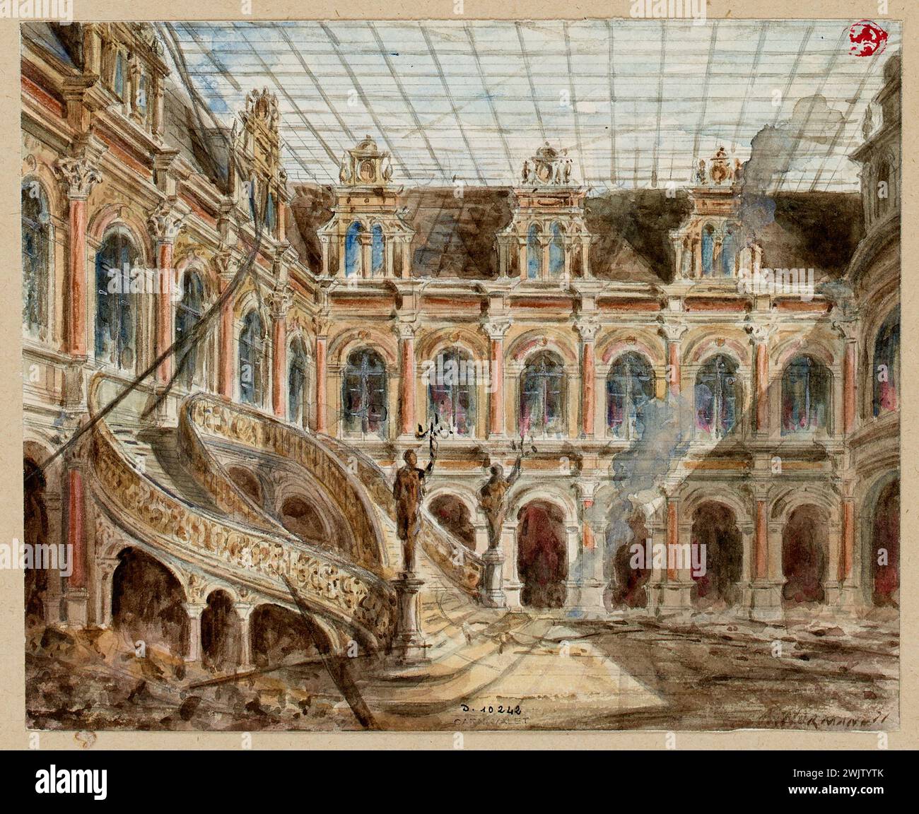 Normand, Alfred Nicolas (N.1822-06-01-D.1909-03-09), scalinata del Municipio. (Titolo fedele), 1871. Museo Carnavalet, Histoire de Paris. Foto Stock