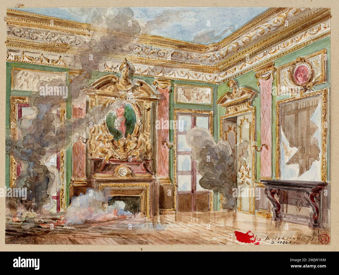 Normand, Alfred Nicolas (n.1822-06-01-D.1909-03-09), sala del municipio. (Titolo fedele), 1871. Museo Carnavalet, Histoire de Paris. Foto Stock