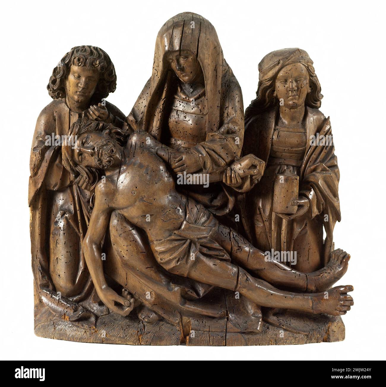 Anonimo. "Pietà". Legno leggermente cerato. Tra il 1500 e il 1540. Museo delle Belle Arti della città di Parigi, Petit Palais. 71433-18 cadavere, cattolico, cristiano, cera, corpo, deposizione, incrocio, madre, mistero doloroso, passione, pietà, scena biblica, legno Foto Stock