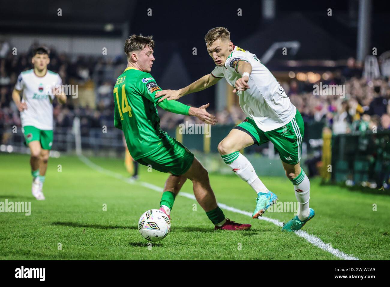 16 febbraio 2024, Turners Cross, Cork, Irlanda - Nathan Wood del Cork City FC alla League of Ireland First Division: Cork City FC 2 - Kerry FC 0 Foto Stock