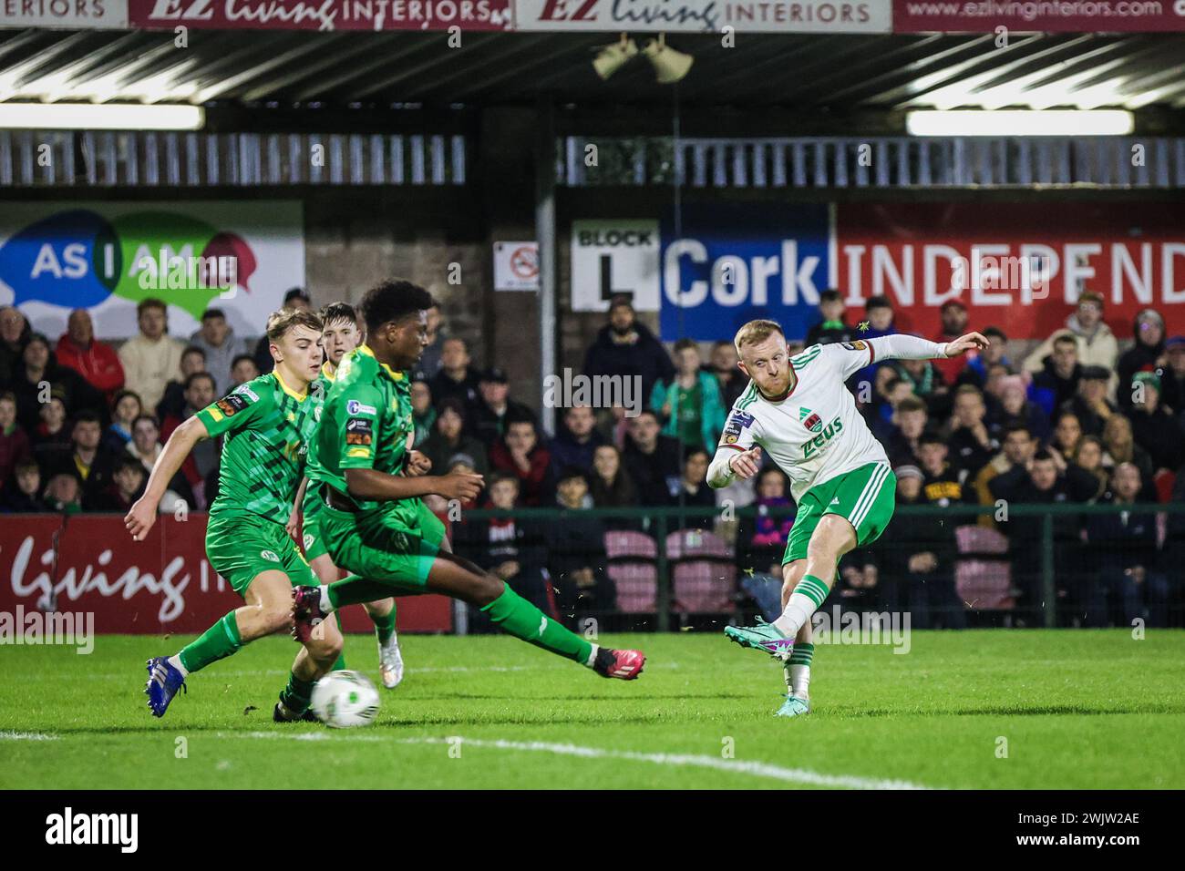 16 febbraio 2024, Turners Cross, Cork, Irlanda - Jack Doherty del Cork City FC alla League of Ireland First Division: Cork City FC 2 - Kerry FC 0 Foto Stock