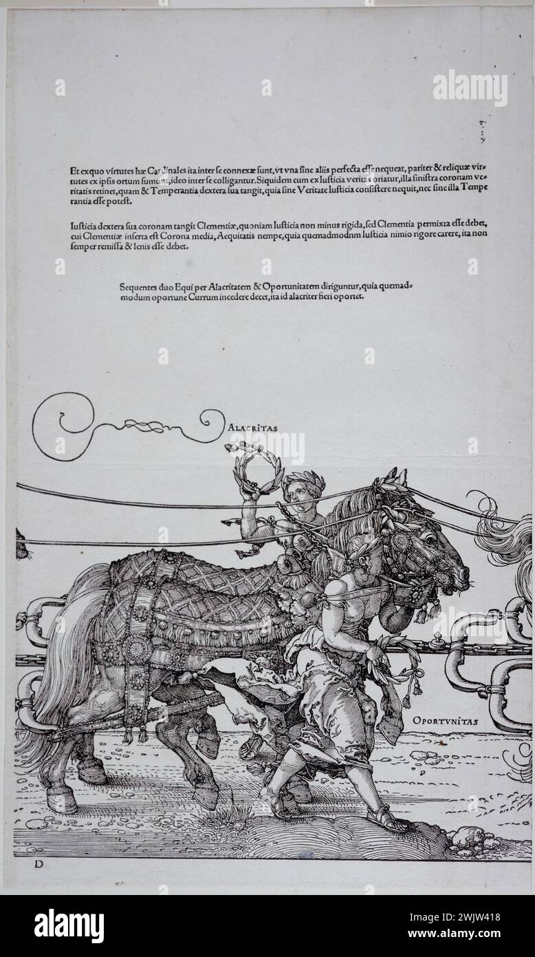 Albrecht Dürer (1471-1528). "Il grande carro armato trionfale dell'imperatore Massimiliano i, .bartsch 139; quarta tavola". Incisione in legno, 1512-1523. Museo delle Belle Arti della città di Parigi, Petit Palais. Imperatore, grande carro, incisione in legno, sacro impero germanico, trionfante Foto Stock