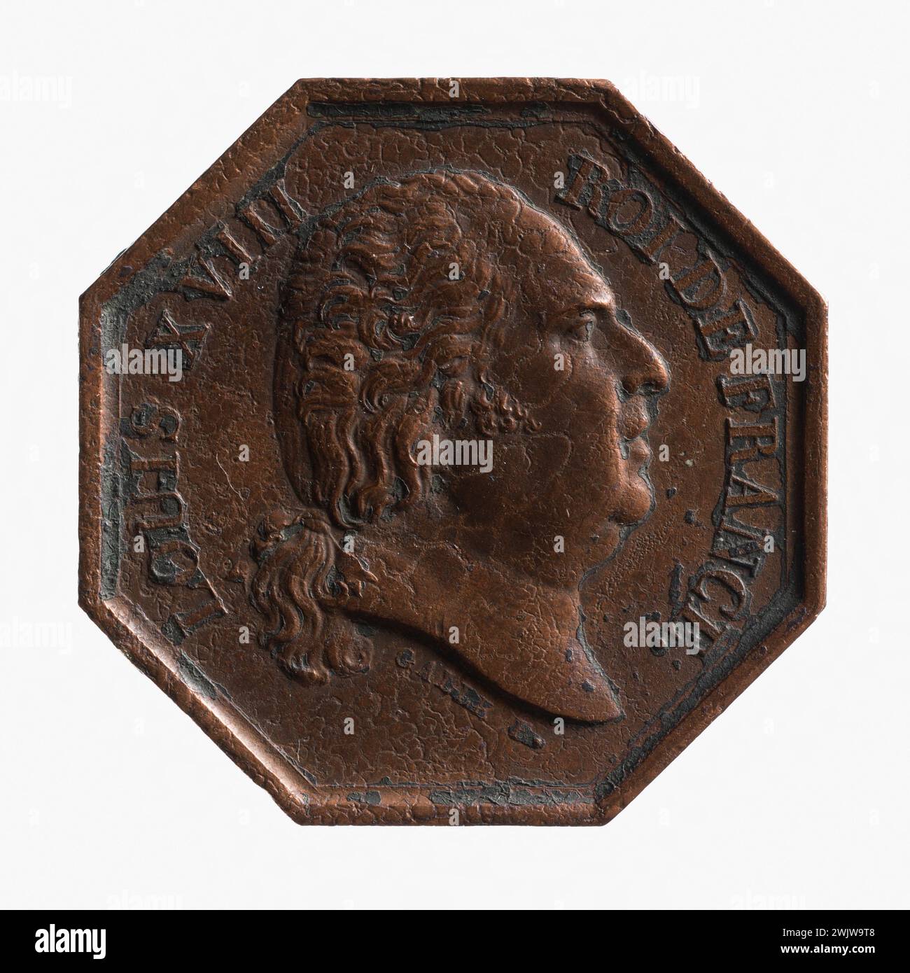 André Galle (1761-1844). Prefettura di polizia, 1814. Rame rosso. Tra 1814 e 1824 (dritto). Parigi, museo Carnavalet. Medaglia, numismatica Foto Stock