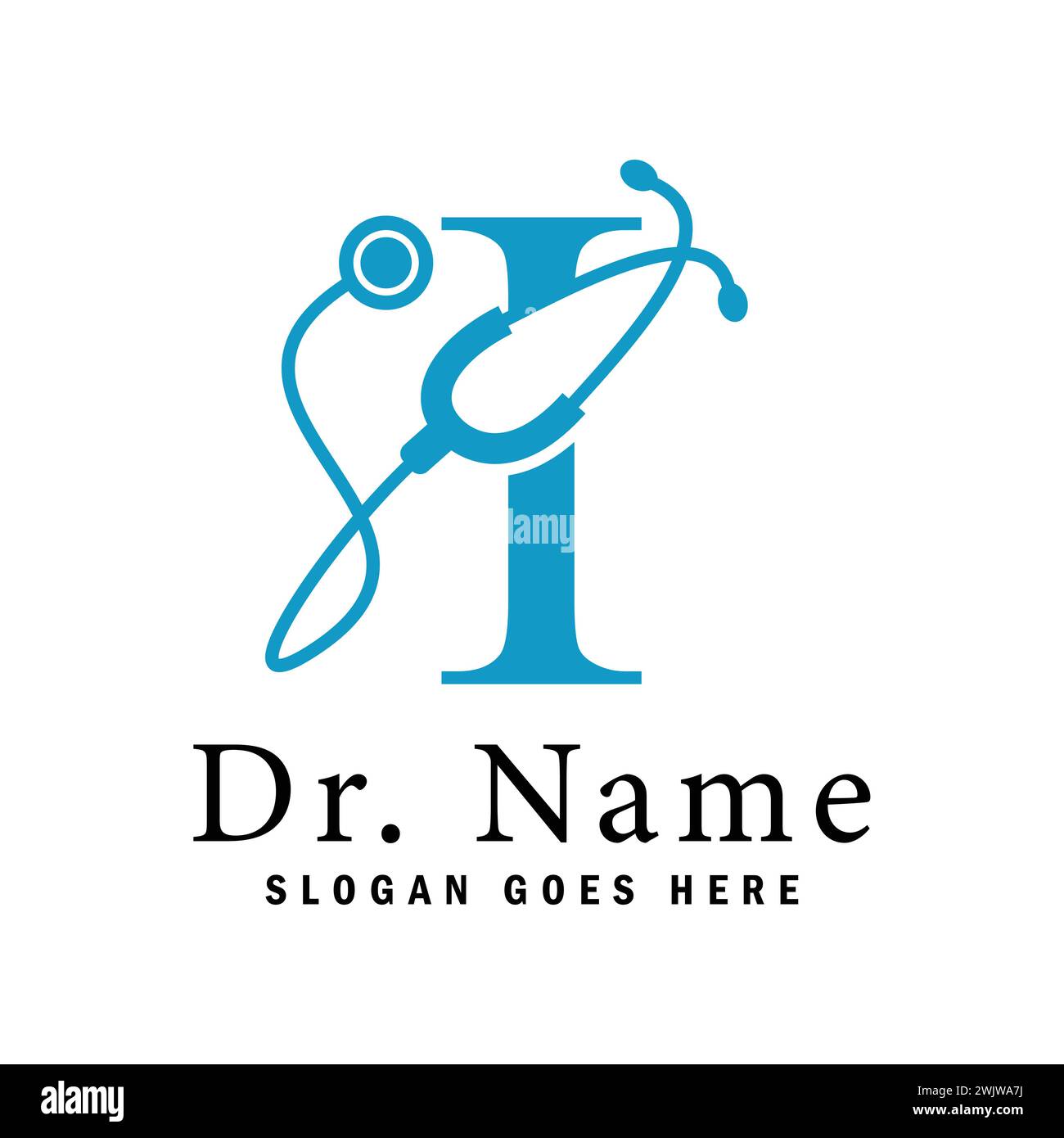 Logo stetoscopio Letter I. Alphabet i Doctor Business Icon Illustrazione Vettoriale