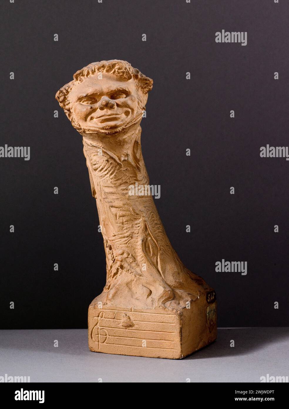 Jean-Pierre Dantan (1800-1869) ha detto Dantan il giovane. Caricatura del paesaggista Jean-Charles-Joseph Raymond (1795-1875). Cerotto patinato terracio. 1835 Parigi, museo Carnavalet. Paesaggista, pittore, patina a motivi geometrici, terracotta, caricatura Foto Stock