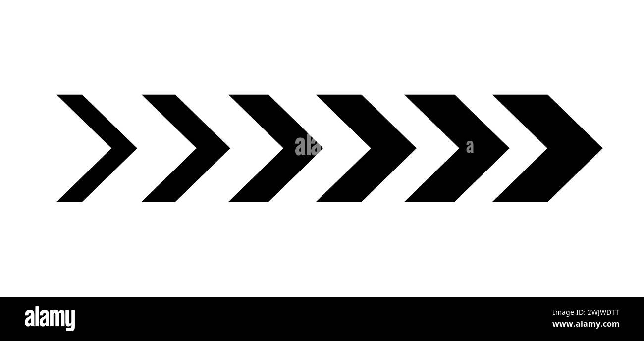 Una serie di frecce nere per piani aziendali, presentazioni e formazione su sfondo bianco. Illustrazione Vettoriale