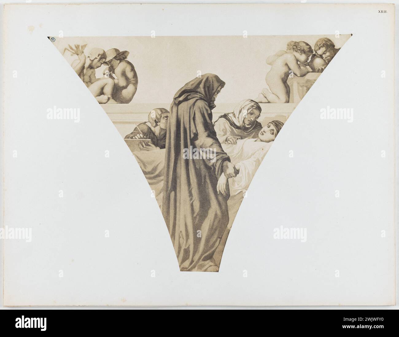 Le Gray, Gustave. Dipinti murali di Henri Lehmann, dalla sala del Municipio, 4° arrondissement, Parigi. "Medicina". Carta salata. nel 1853-1853. Parigi, museo Carnavalet. 156934-9 Foto Stock