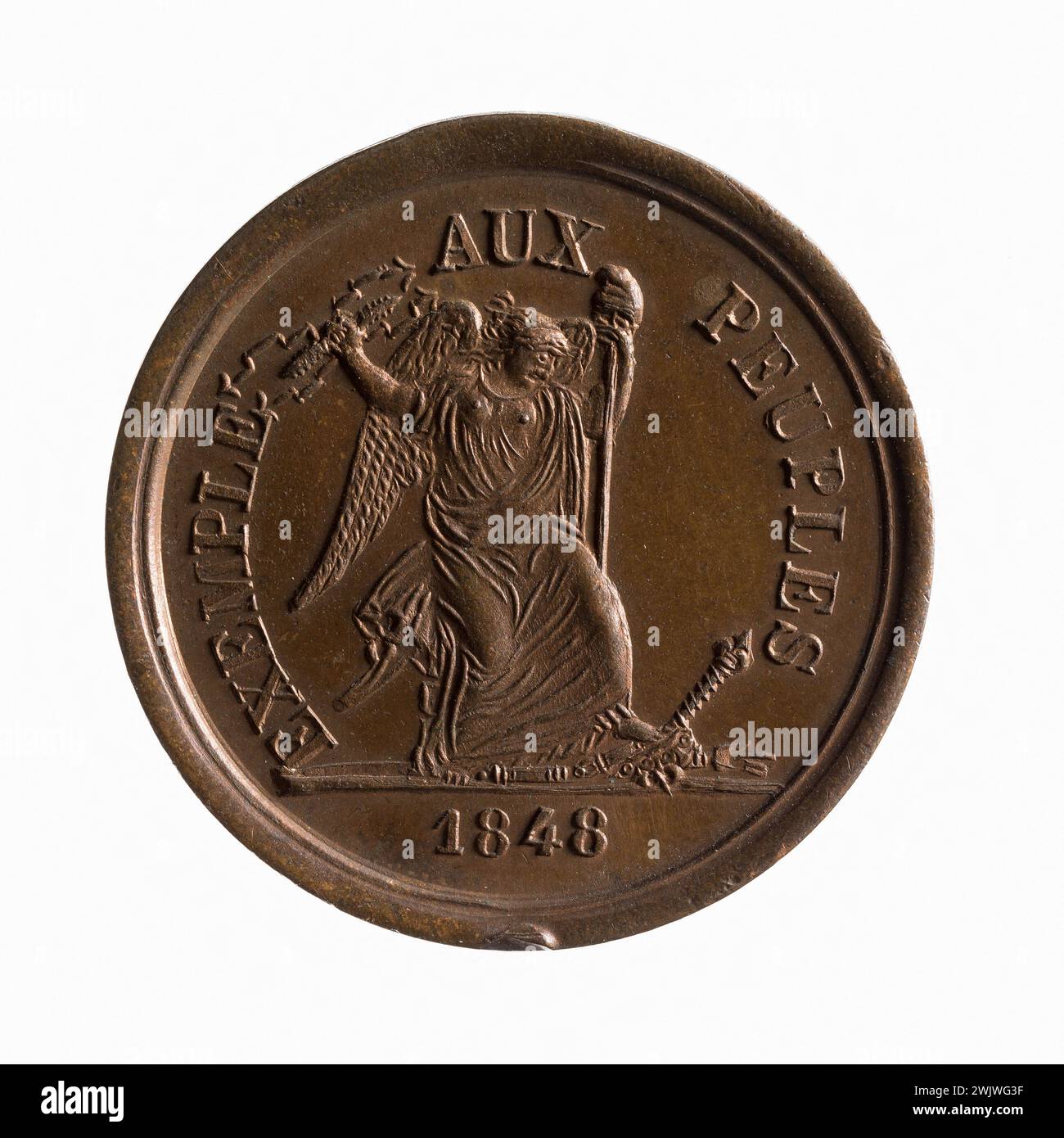 Esempio ai popoli ', 1848. Cuper, 1848. Parigi, Musée Carnavalet. Medaglia, numismatica Foto Stock