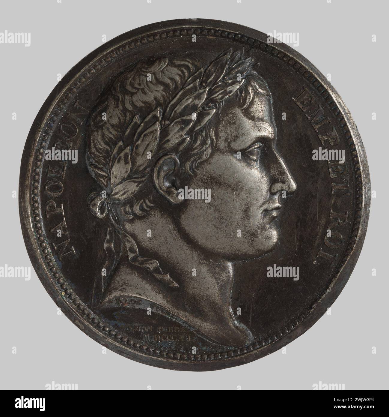 DROZ, Jean-Pierre (n.1746-04-17-D.1823-03-02), passaggio sul Reno a Magonza (titolo principale), 1806. Lega con basso punto di fusione. Patina marrone. Petit Palais, Museo di Belle Arti della città di Parigi. Foto Stock