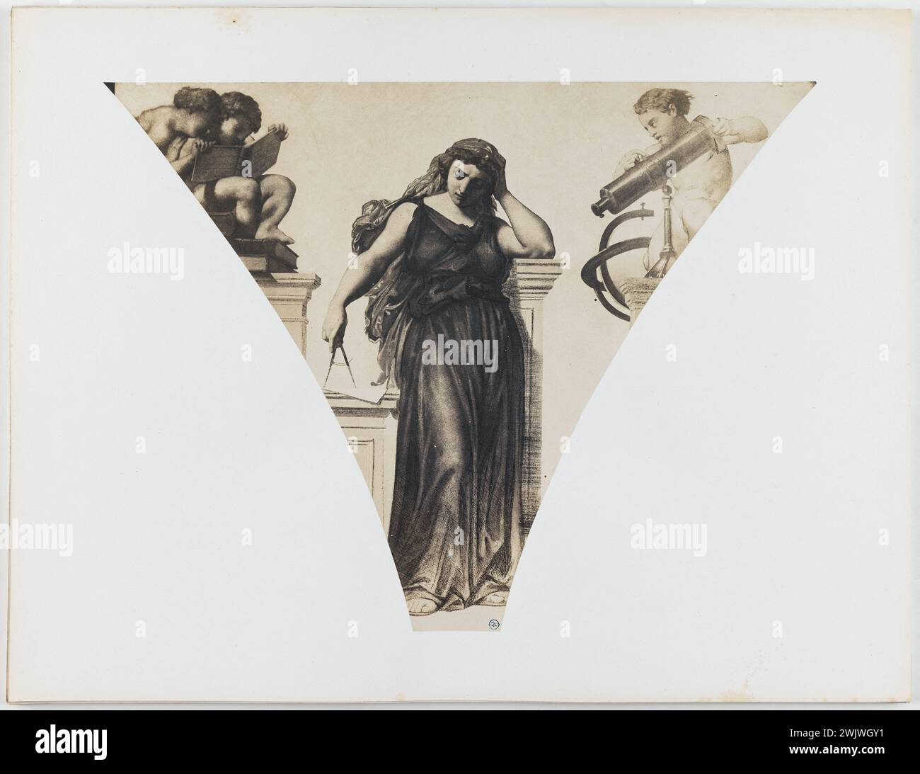 Le Gray, Gustave. Dipinti murali di Henri Lehmann, dalla sala del Municipio, 4° arrondissement, Parigi. "Matematica". Carta salata. nel 1853-1853. Parigi, museo Carnavalet. 156934-4 Foto Stock