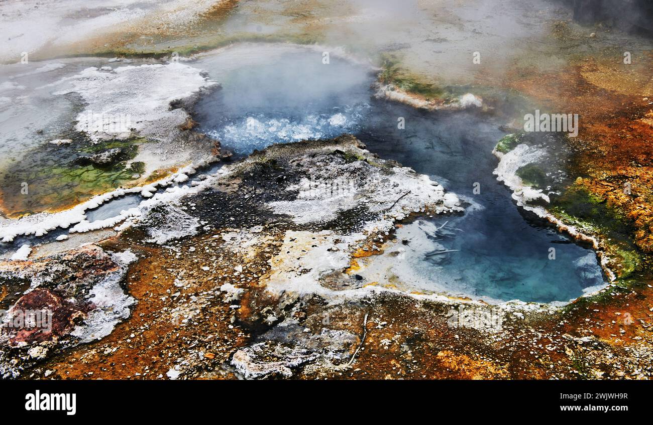 Paesaggio del Parco geotermico di Orakei Korako, Taupo, Isola del Nord, nuova Zelanda Foto Stock