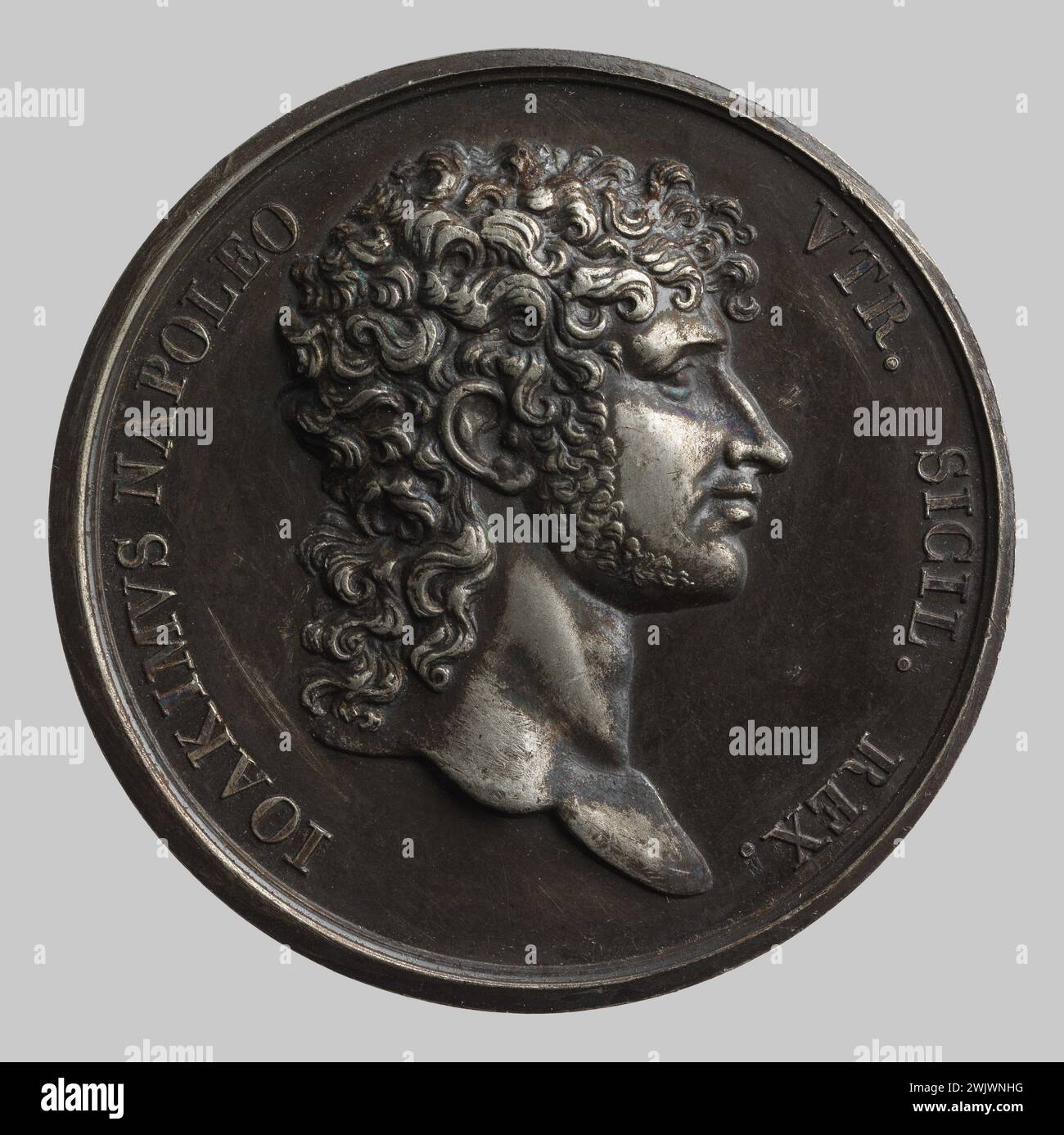 Anonimo (n. - d.), Gioacchino Napoleone, Re dei Deux-Siciles (titolo principale), 1813. Lega al punto di fusione basso. Patina marrone. Petit Palais, Museo di Belle Arti della città di Parigi. Foto Stock