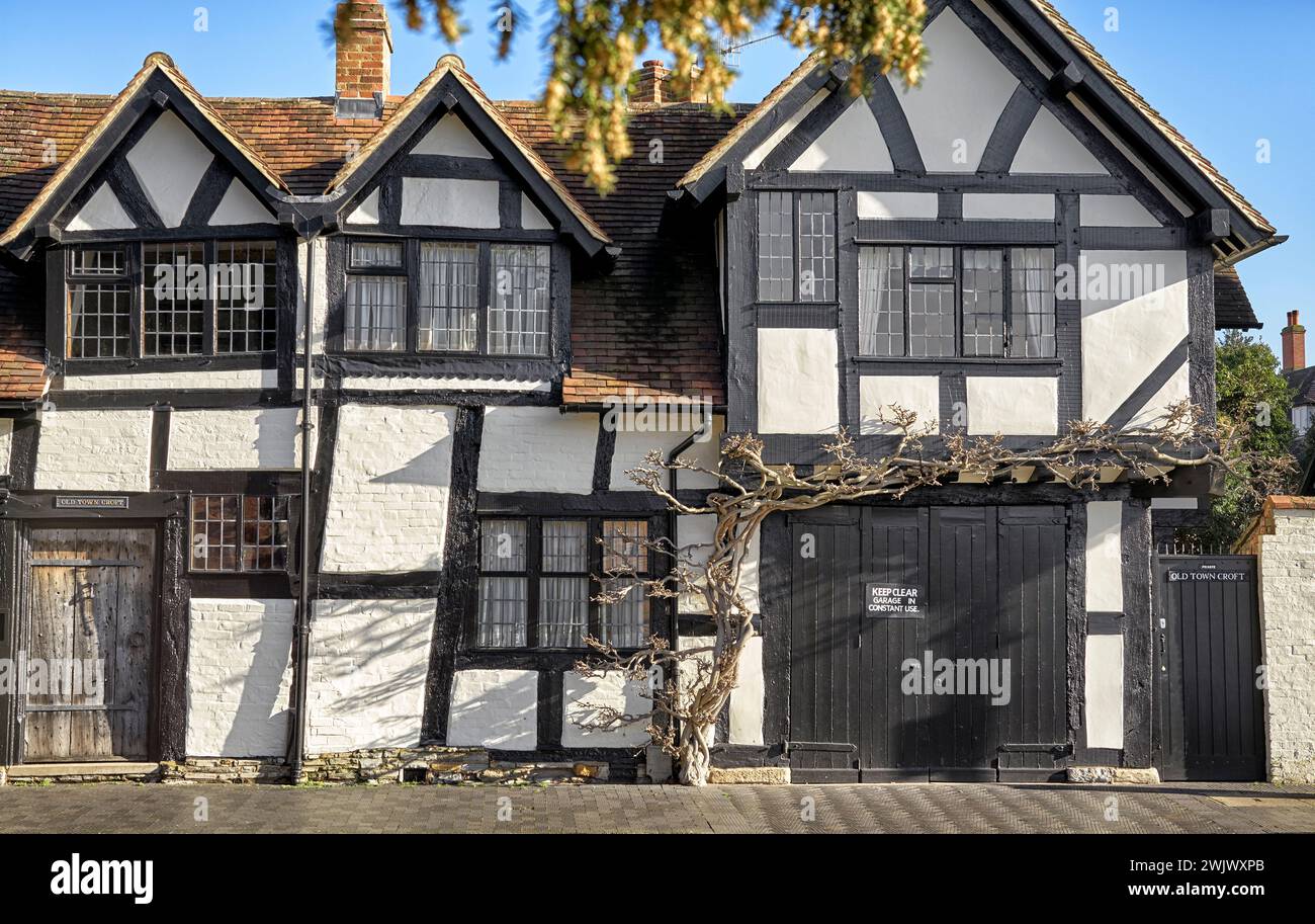 Old Town Croft Stratford-upon-Avon. Casa cittadina del 1600 con struttura in legno Tudor nell'area della città vecchia. Inghilterra Regno Unito Foto Stock