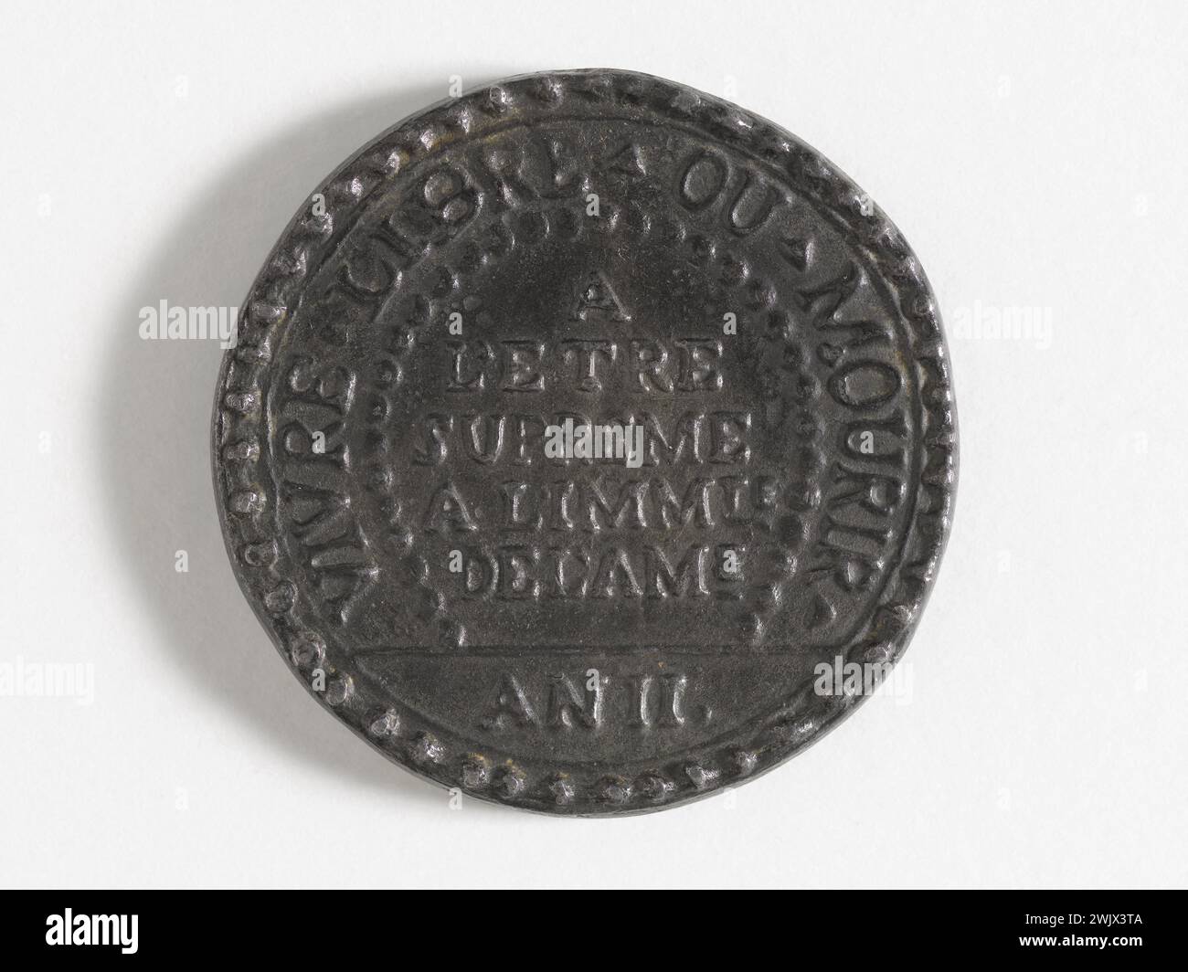 Anonimo. All'essere Supremo. Piombo. 7 maggio 1794. Parigi, museo Carnavalet. 54294-3 cappello frigio, convegno nazionale, essere supremo, medaglia, morire, piombo, vivere libero Foto Stock